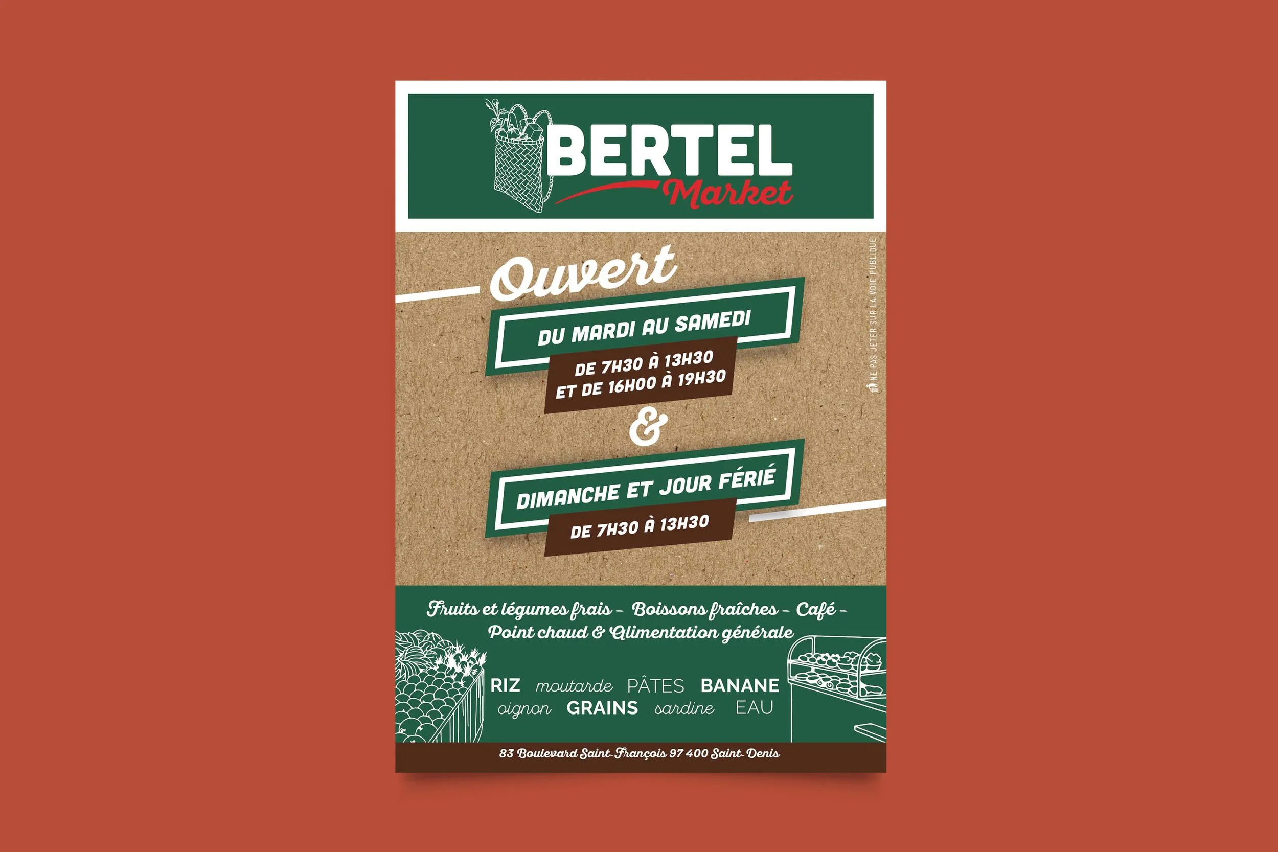 Création graphique pour l'épicerie Bertel Market à Saint-Denis île de la Réunion