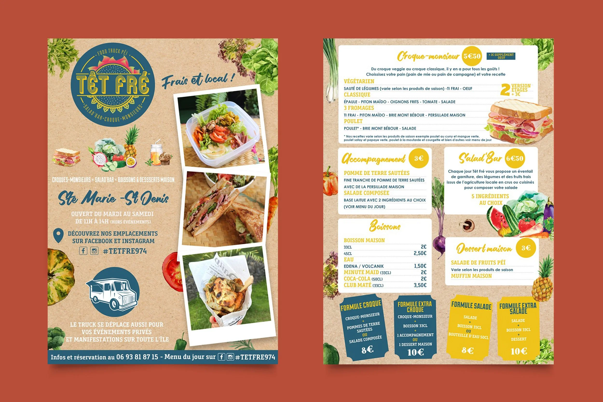 Création graphique pour le foodtruck Têt Fré à Saint-Denis île de la Réunion