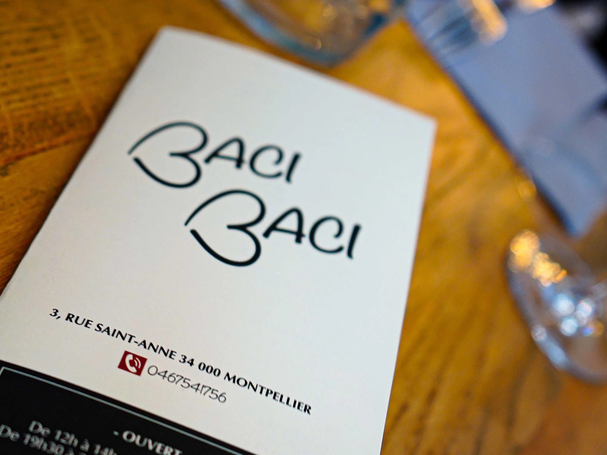 Création graphique pour le Baci Baci restaurant à Montpellier