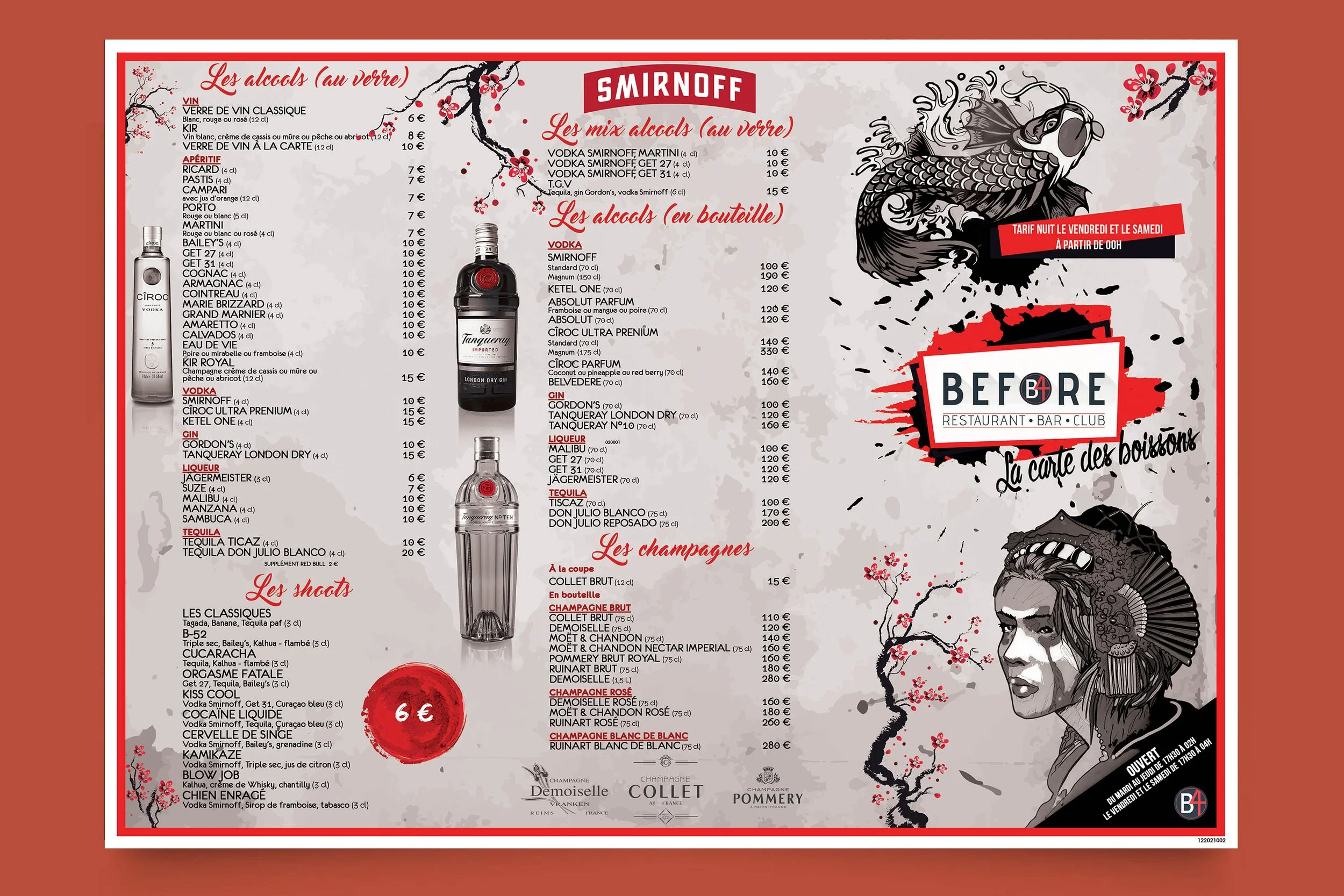 Création graphique pour le restaurant, bar et club Le Before à Saint-Pierre île de la Réunion