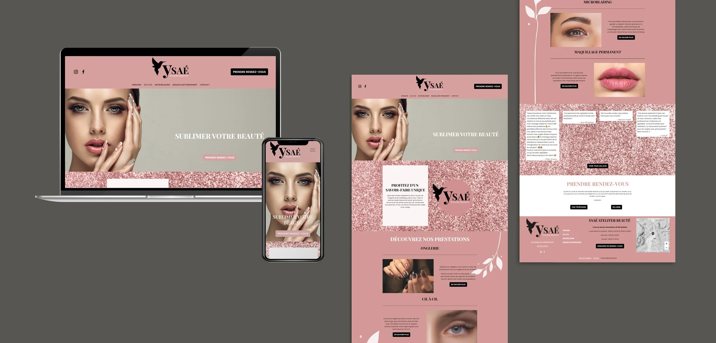 Site internet Ysaé atelier beauté
