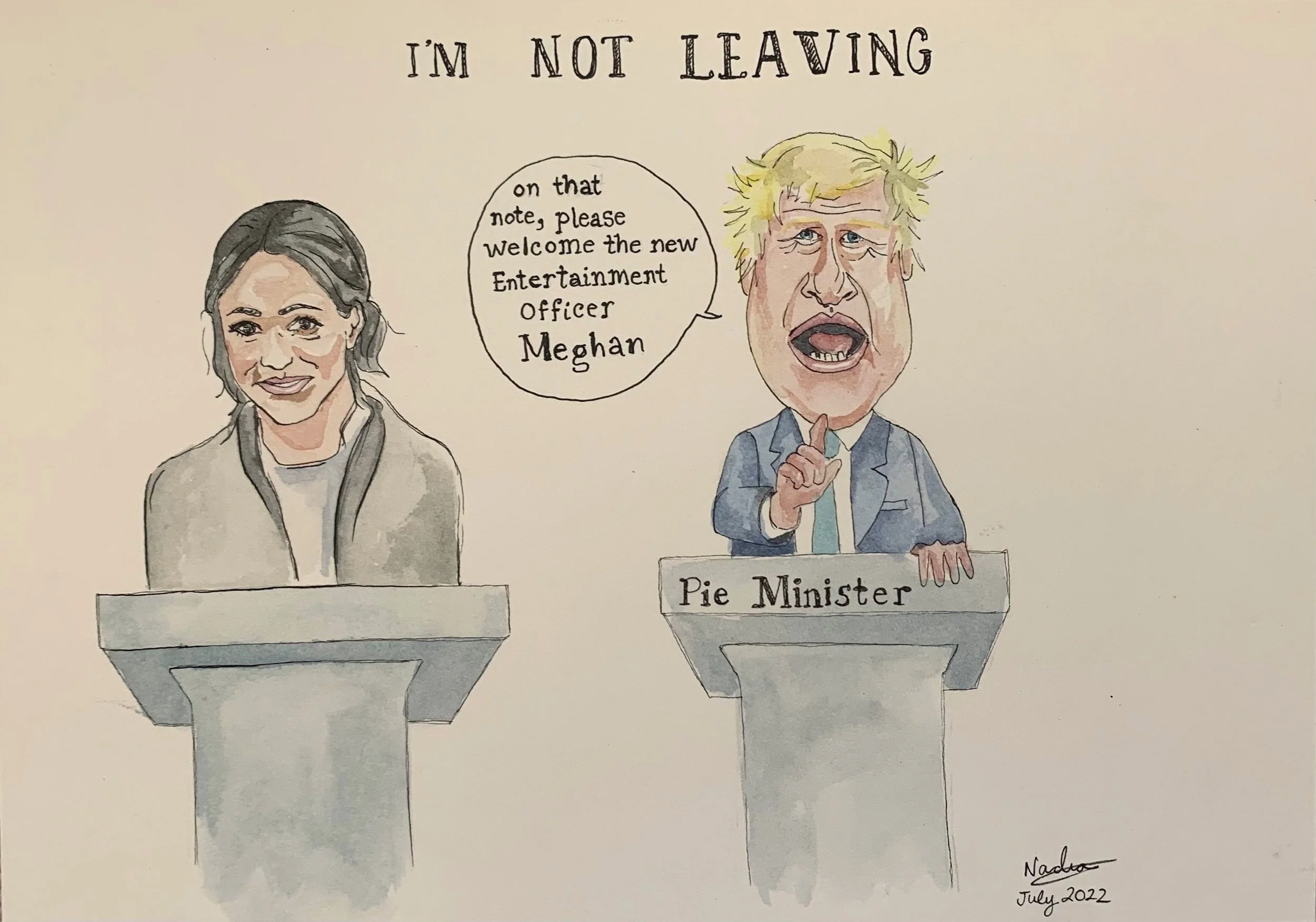 "I'm not leaving", Watercolour & Pen, A5. £40 (framed)