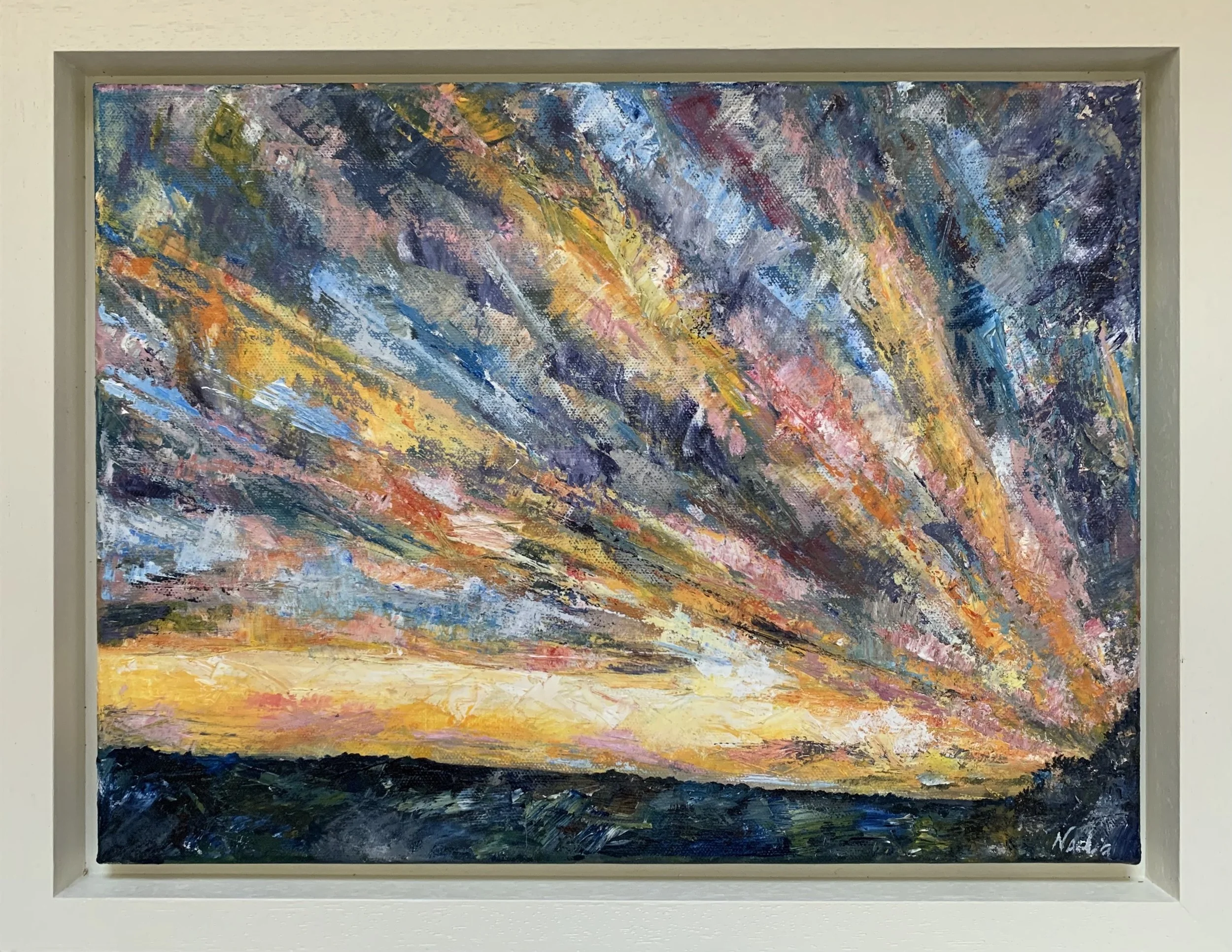 "Sunset over Croydon", oil on canvas, 30x40cm. SOLD