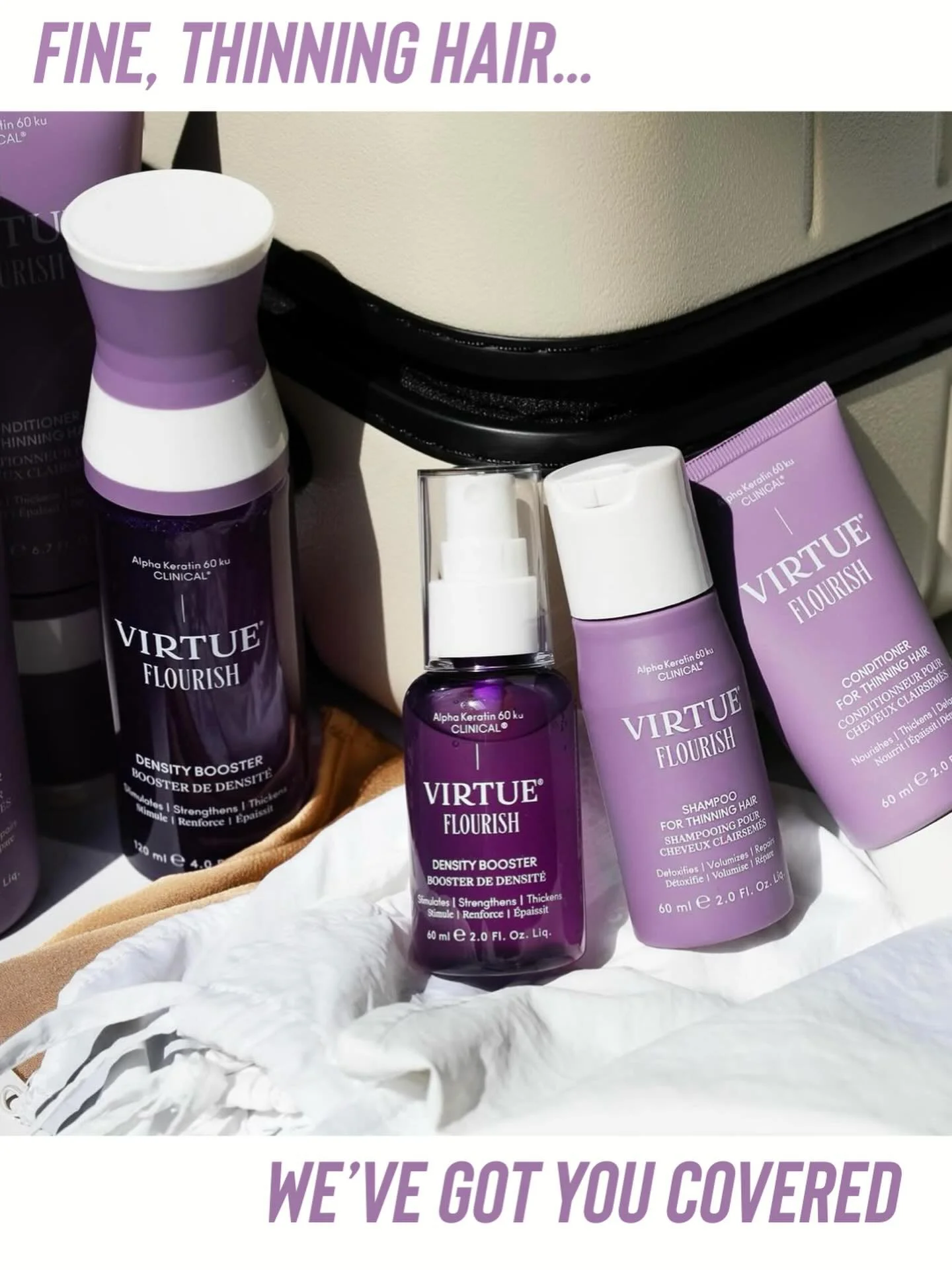 Specialized DRUG FREE hair care regimen designed to treat thinning hair in women. Promoting scalp health and strengthening new hair growth.