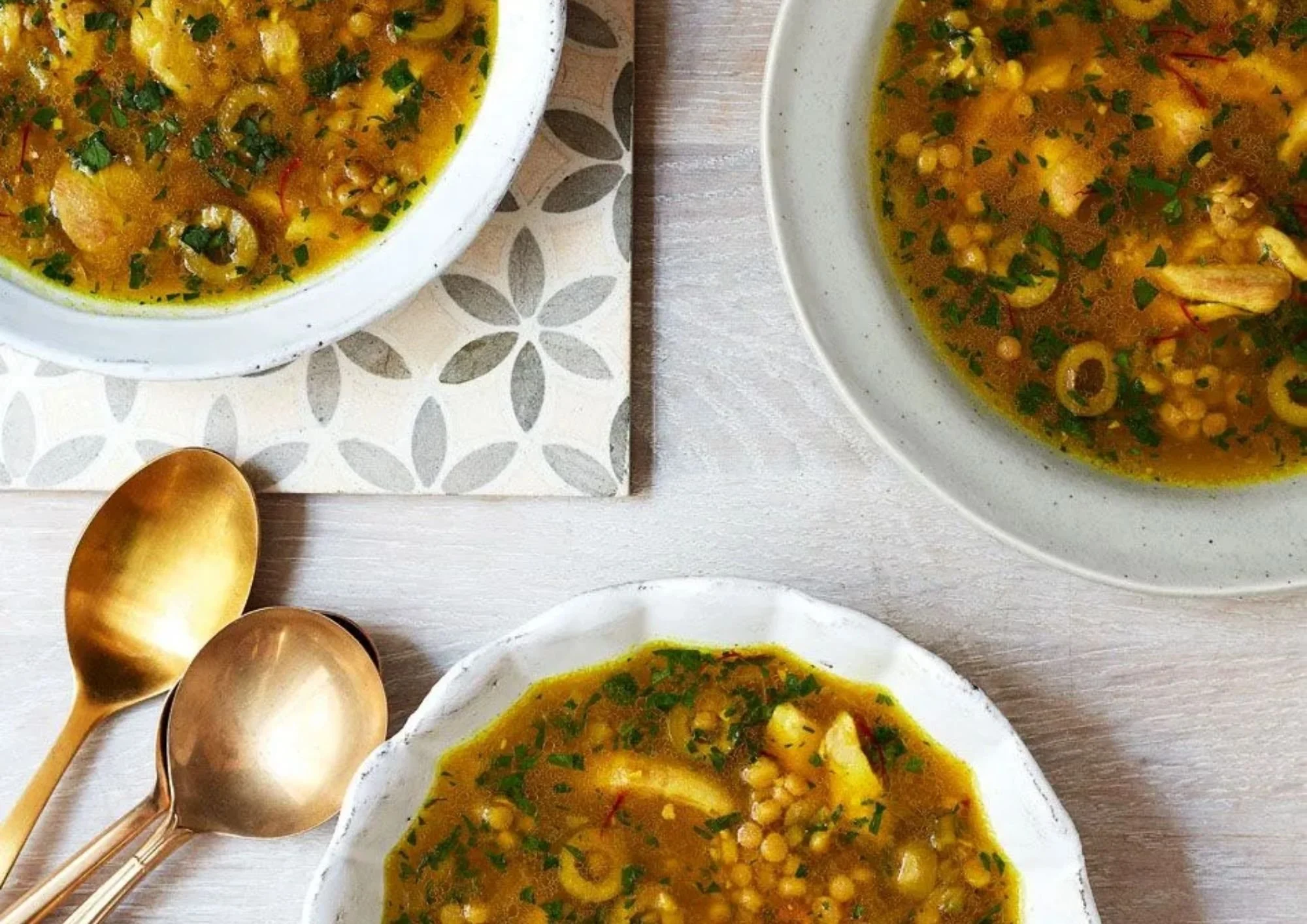 Moroccan-Spiced Chicken Soup with Olives and Couscous