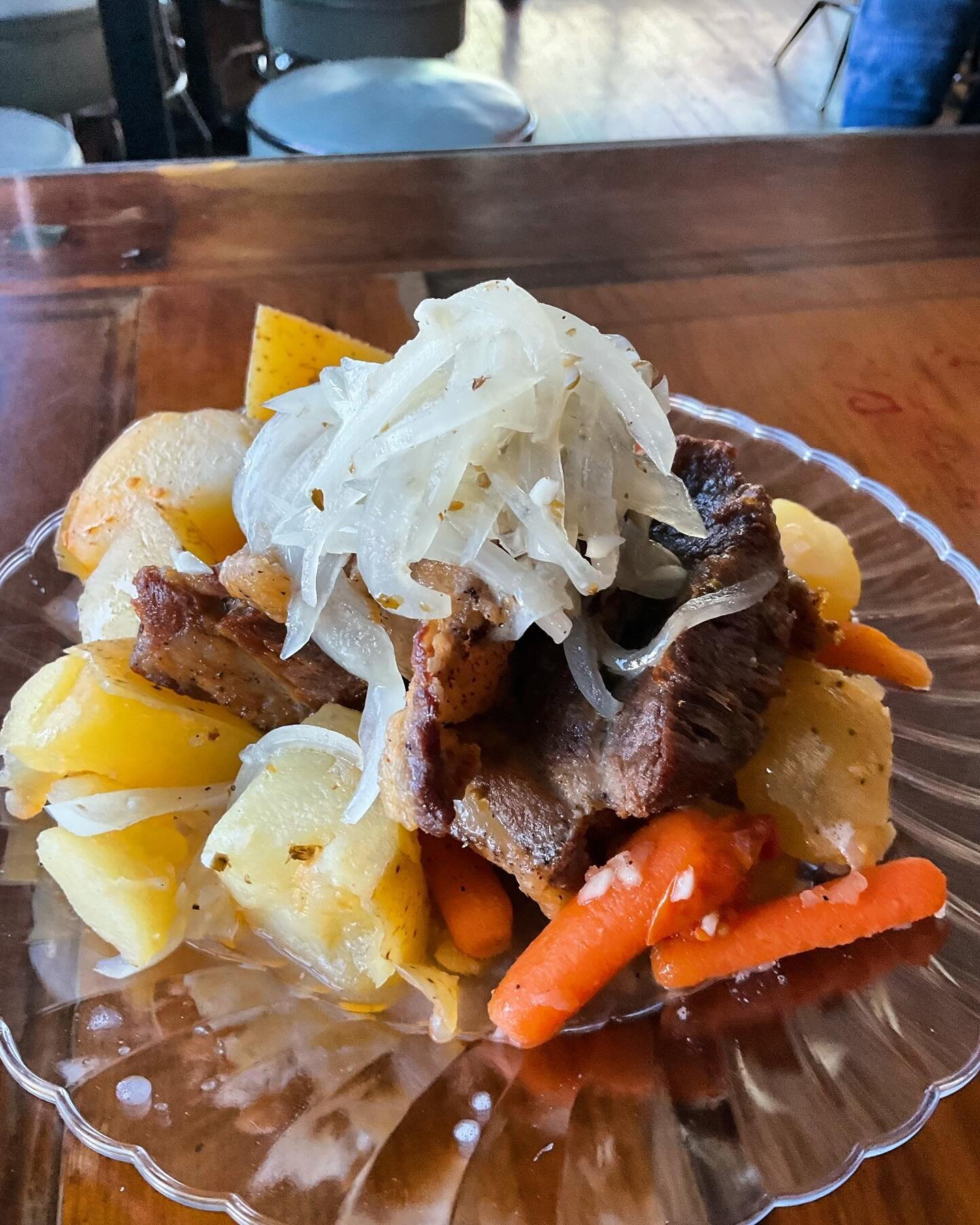 Flash Fried Marinated Mojo Pork Served with Potatoes and Carrots. Available till 4PM!