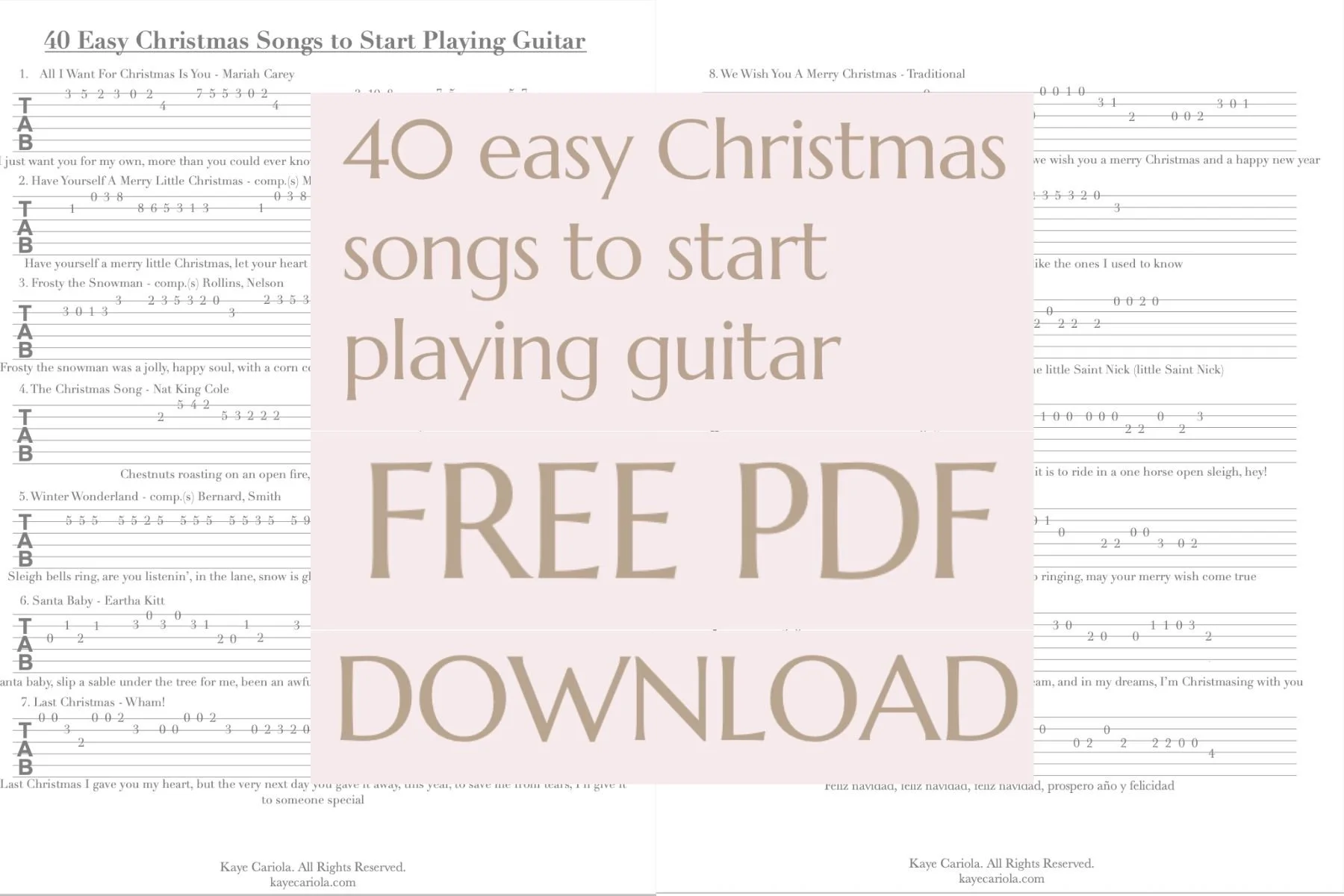 40 easy Christmas songs to start playing guitar (TAB)
