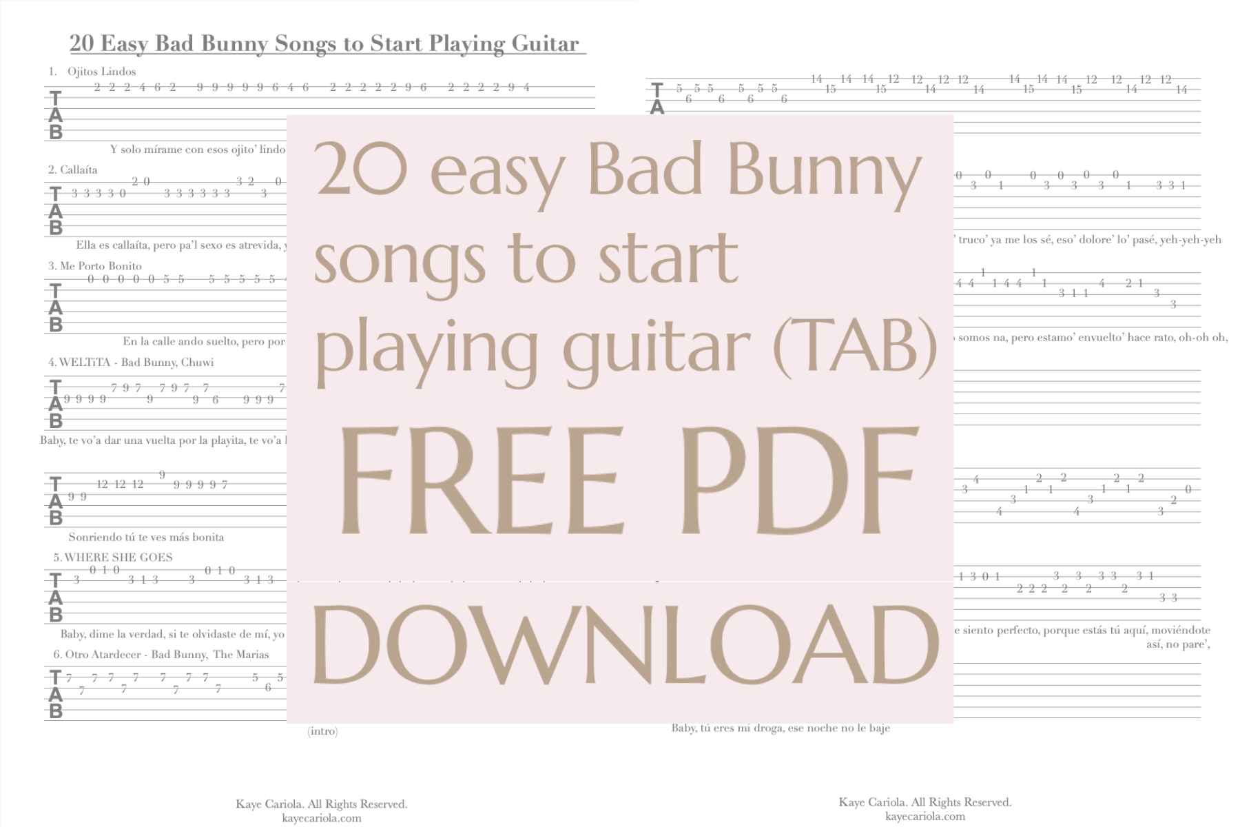 20 easy Bad Bunny songs to start playing guitar (TAB)