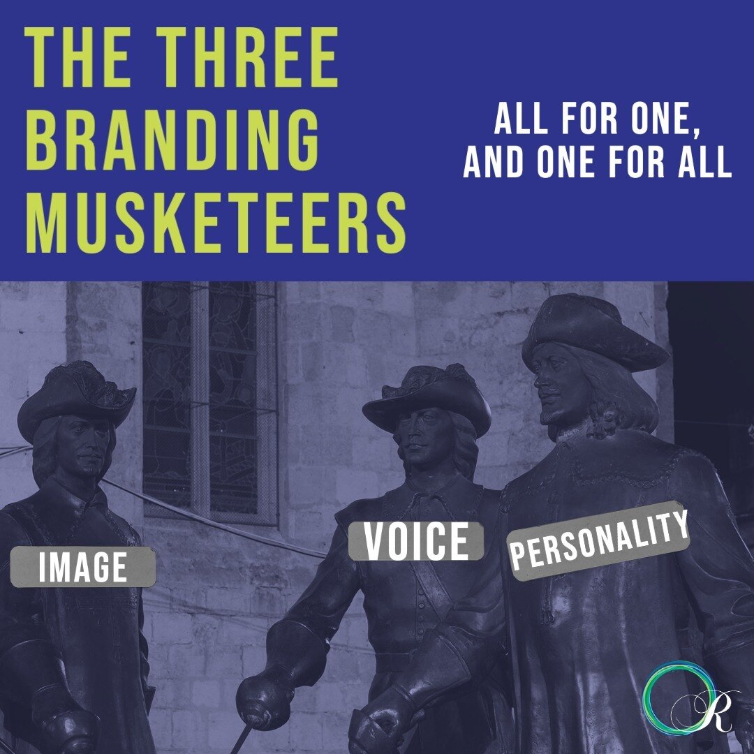 We found an interesting analogy to simplify branding so your identity crisis can take a break. Here's the scoop:

The three branding musketeers work in tandem: one for all and all for one. That's right, the three musketeers of branding: image, voice,