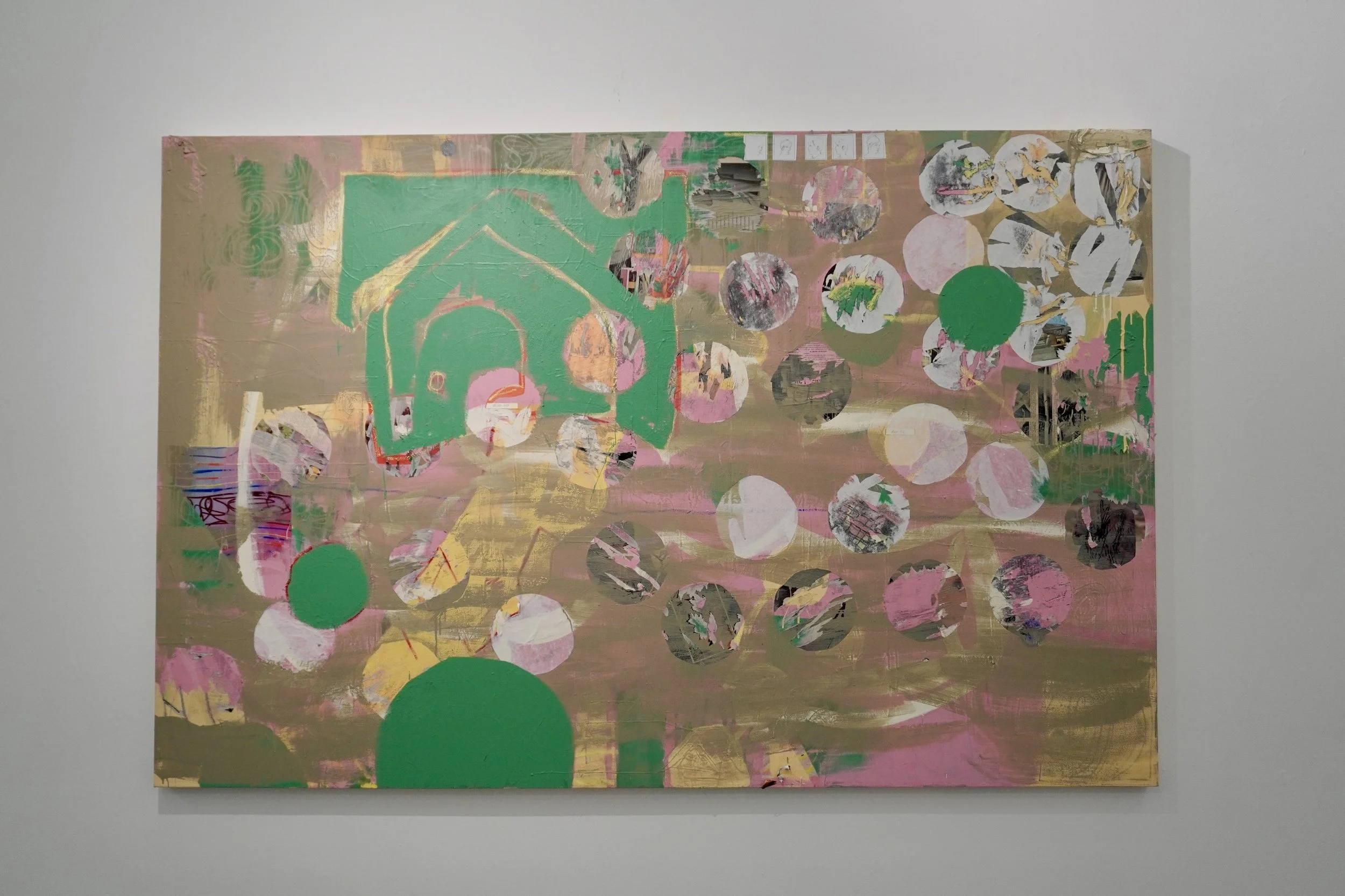 My House In The Middle Of…
2026
Oil, acrylic, oil stick and collage on canvas
4 x 8 ft (1.22 x 2.44 m)
CS2026-023