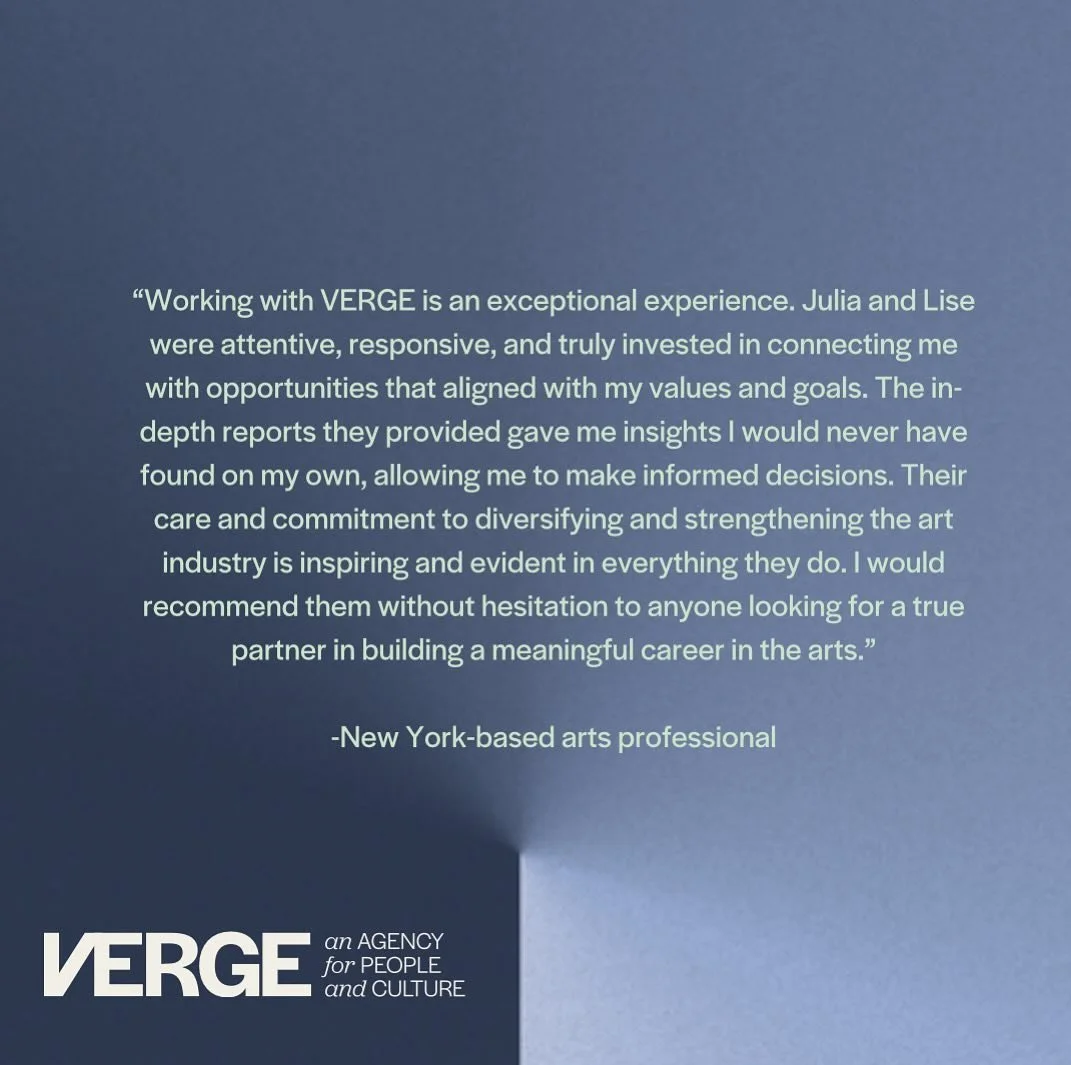 TGIF! 💈At VERGE, we are taking in any bit of joy we get. To end the work week, we want to share these kind words from New York-based talent. 🗽✨

Interested in joining our community? Send us an email and introduce yourself! Community@weareverge.org.