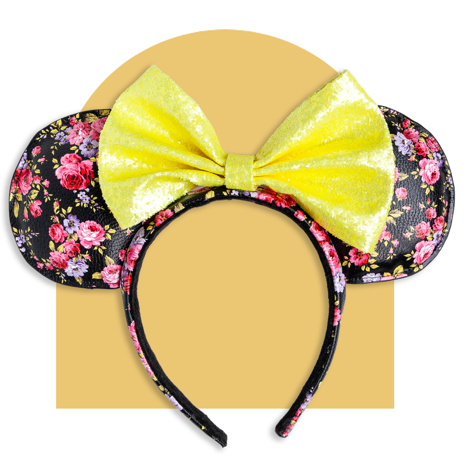 Portia Floral faux leather Mouse Ears
