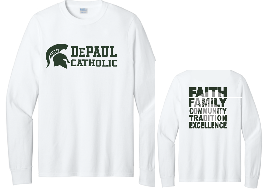 Spartan Strip Long Sleeve White Tee