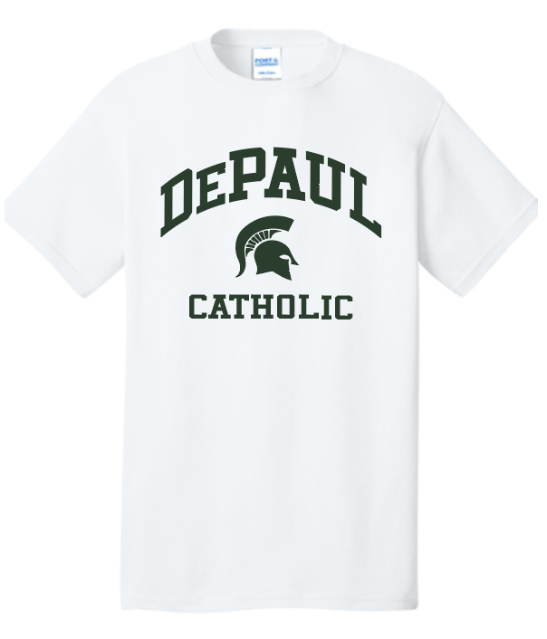 Traditional DePAUL Catholic White Tee