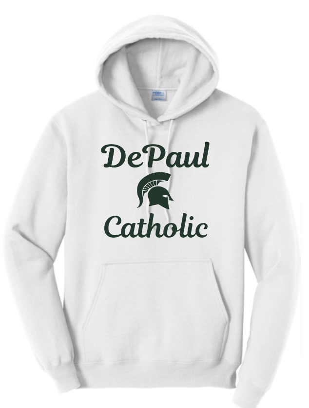 DePaul Catholic Script White Hoodie