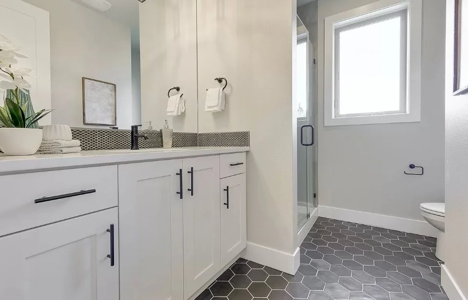The bathroom vanity — Stillwater Lane.