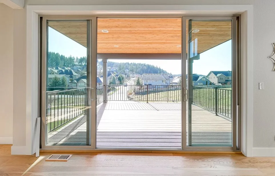 Sliding doors to the deck — Stillwater Lane.