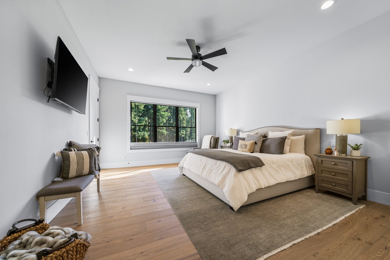 A bedroom with garden views — Generations at Meridian.