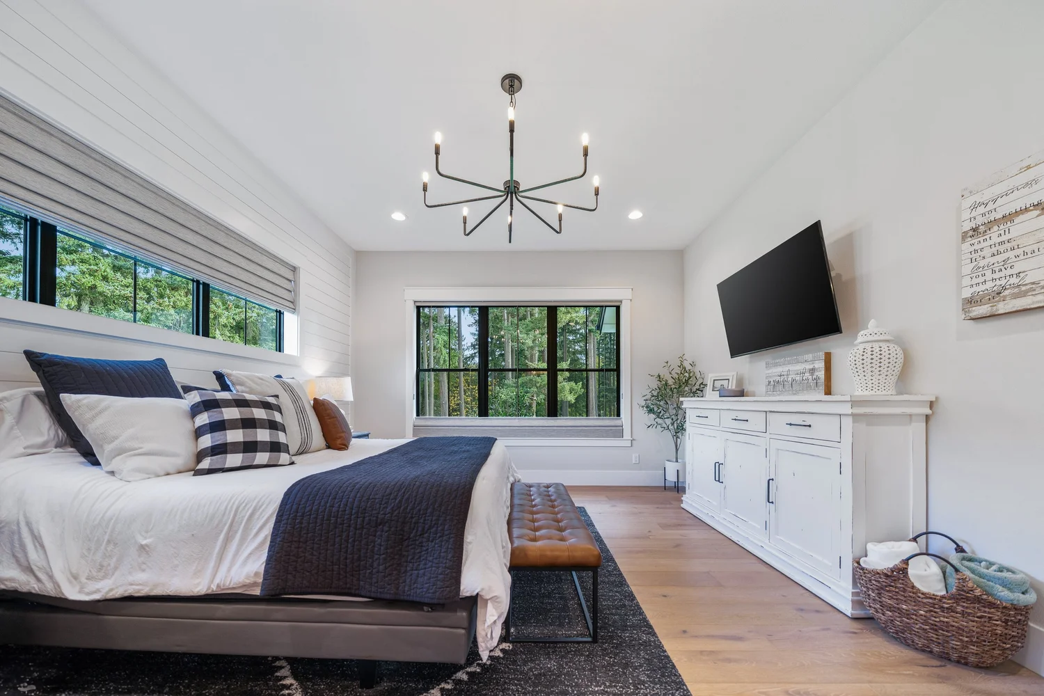 The primary bedroom and garden views — Generations at Meridian.