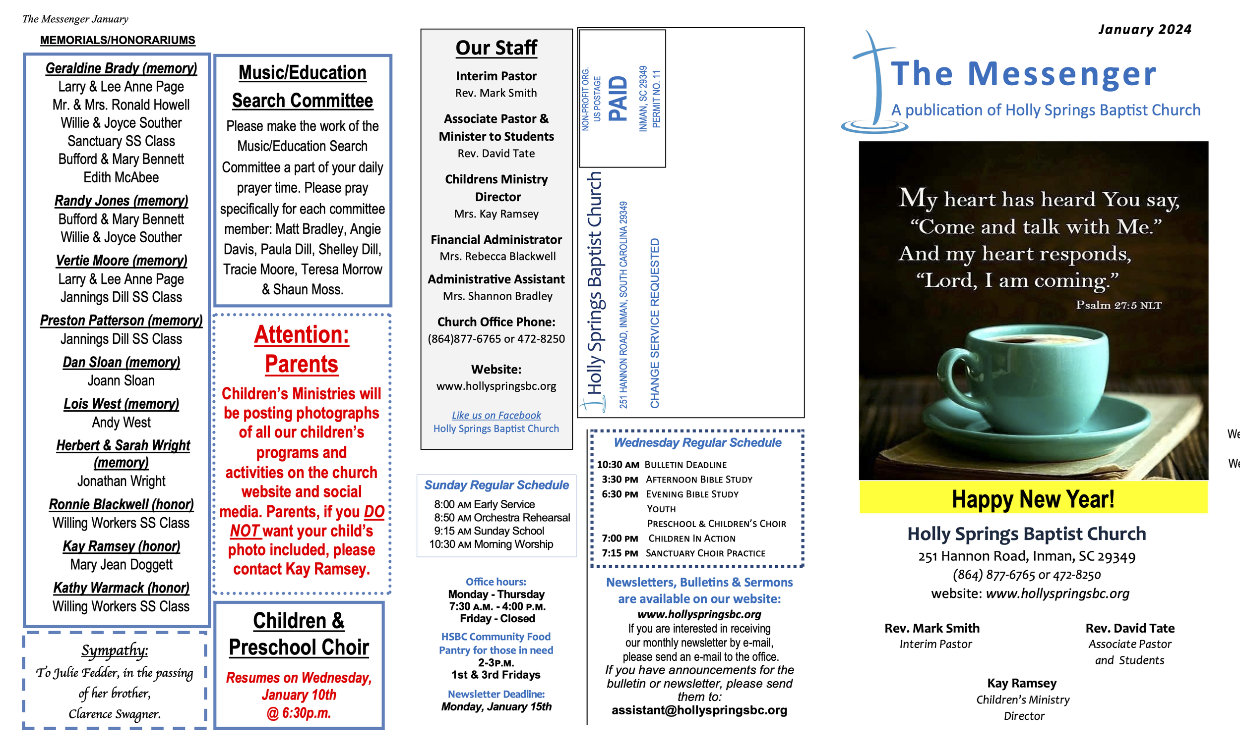 January 2024 Newsletter — Holly Springs Baptist Church