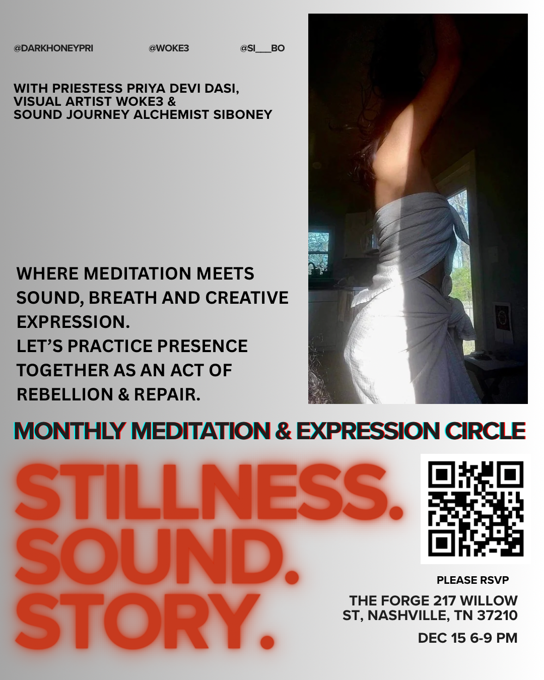 Monthly meditation &amp; expression circle: stillness, sound, story