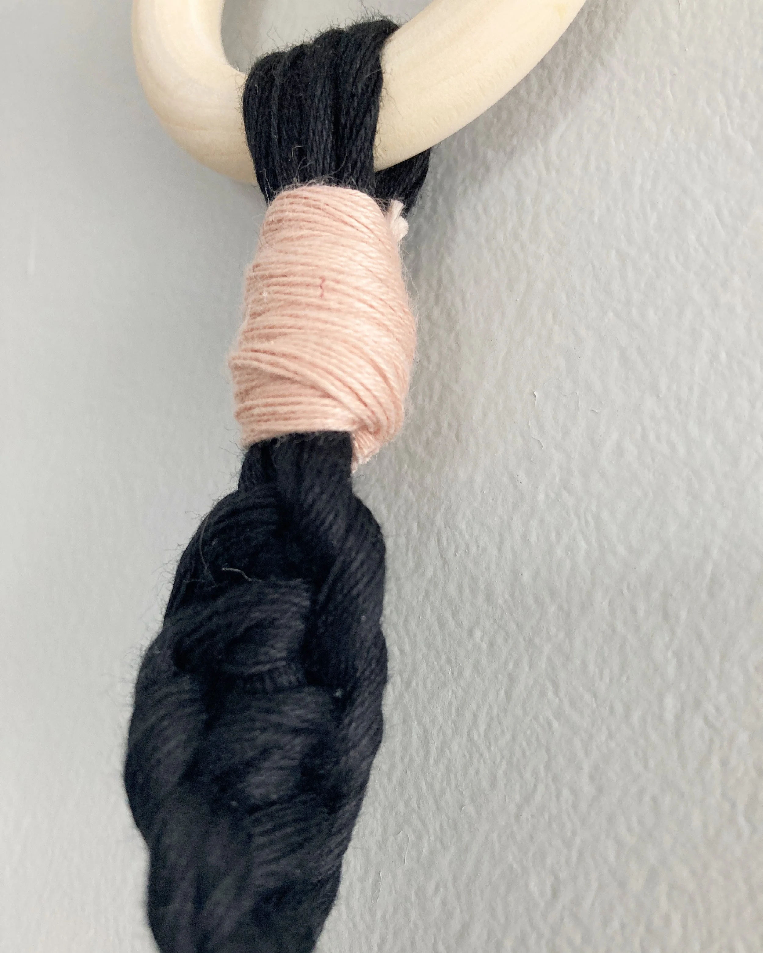 Ibu Textiles Black Plant Hanger Wood Ring Closeup.JPG