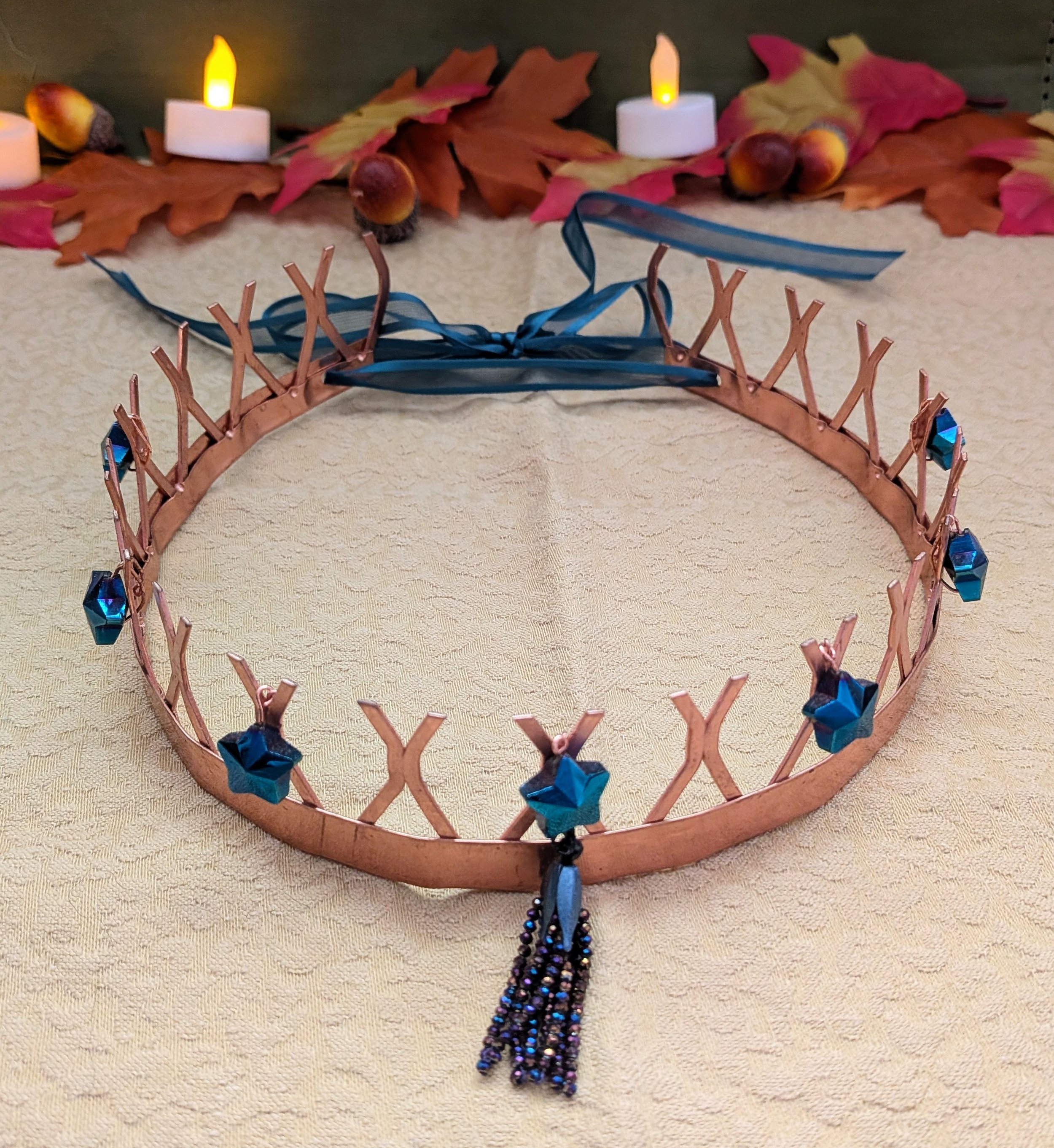 Adjustable Copper Crown with Blue Stars