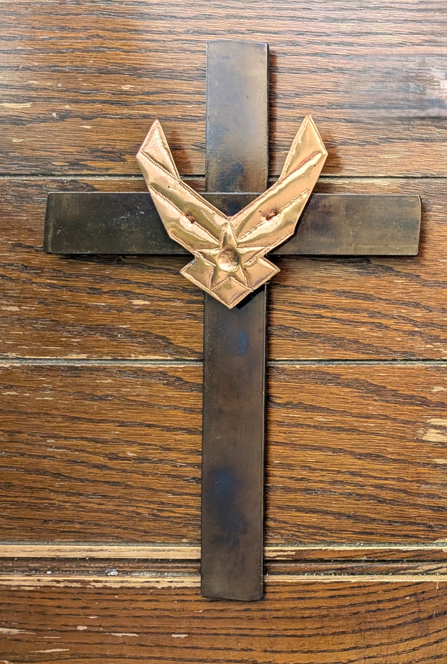Steel Cross with Copper AIR FORCE Emblem