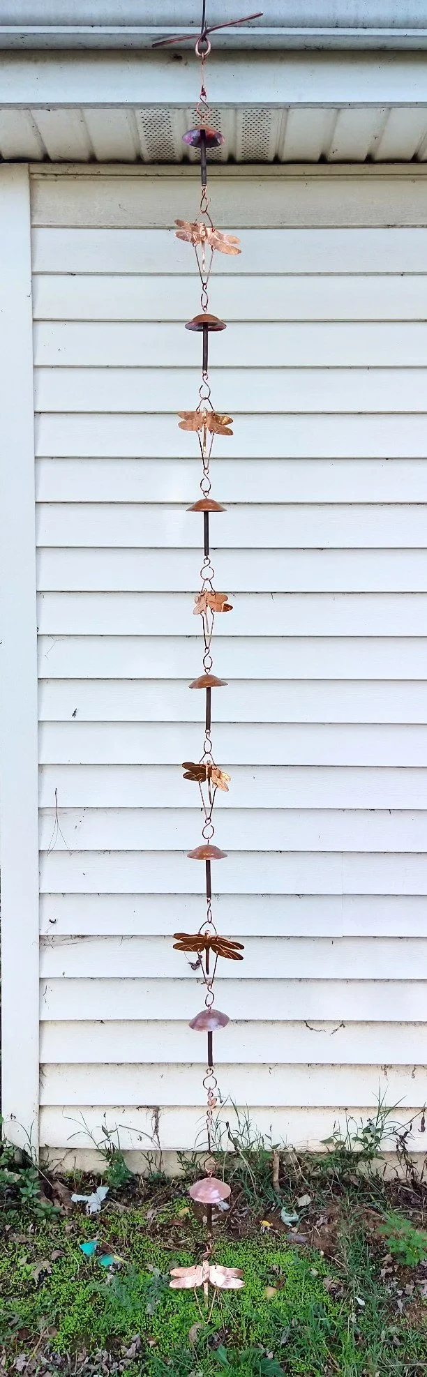 Dragonfly and Mushroom Rain Chain
