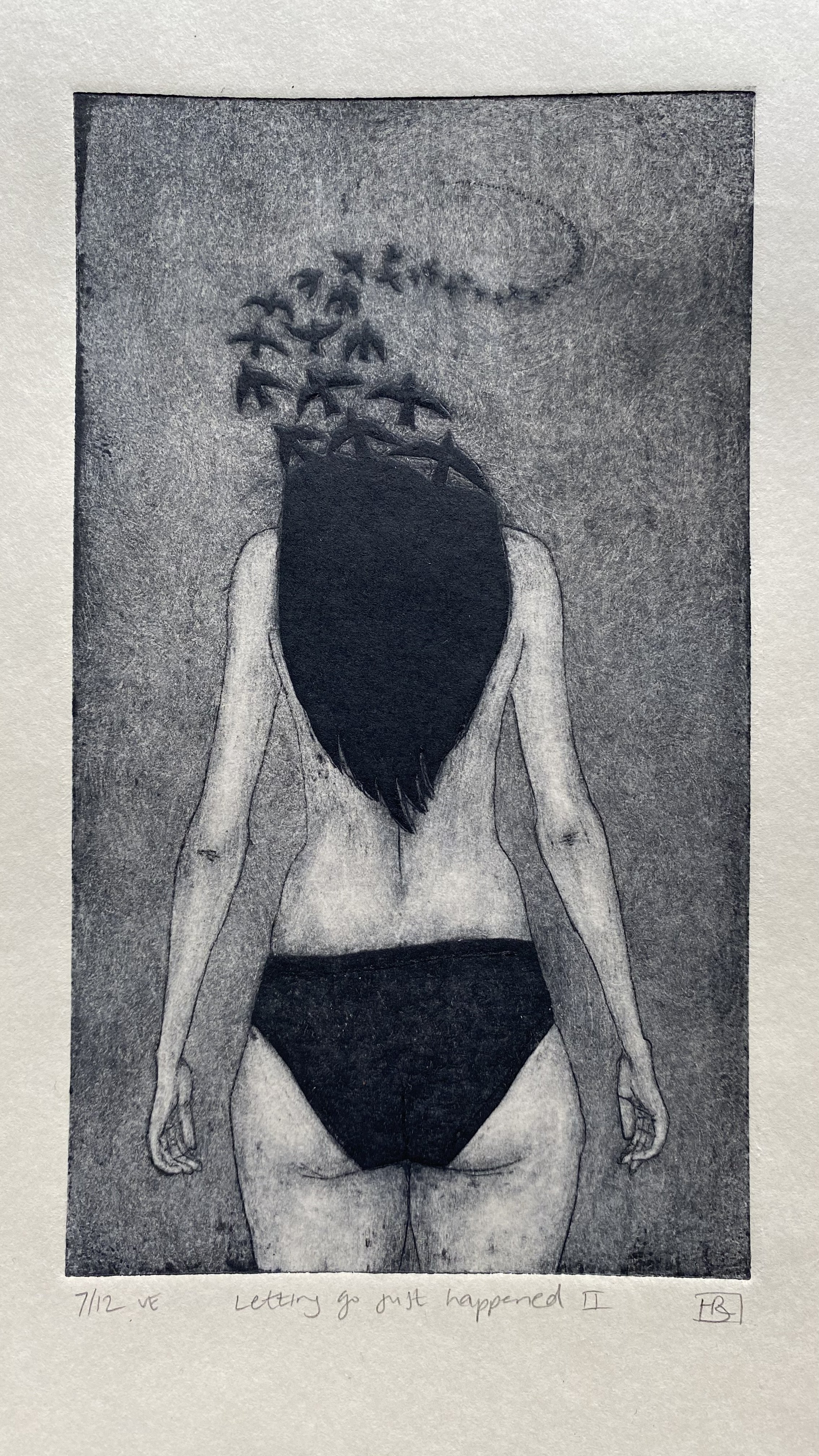 Woman becoming birds art print