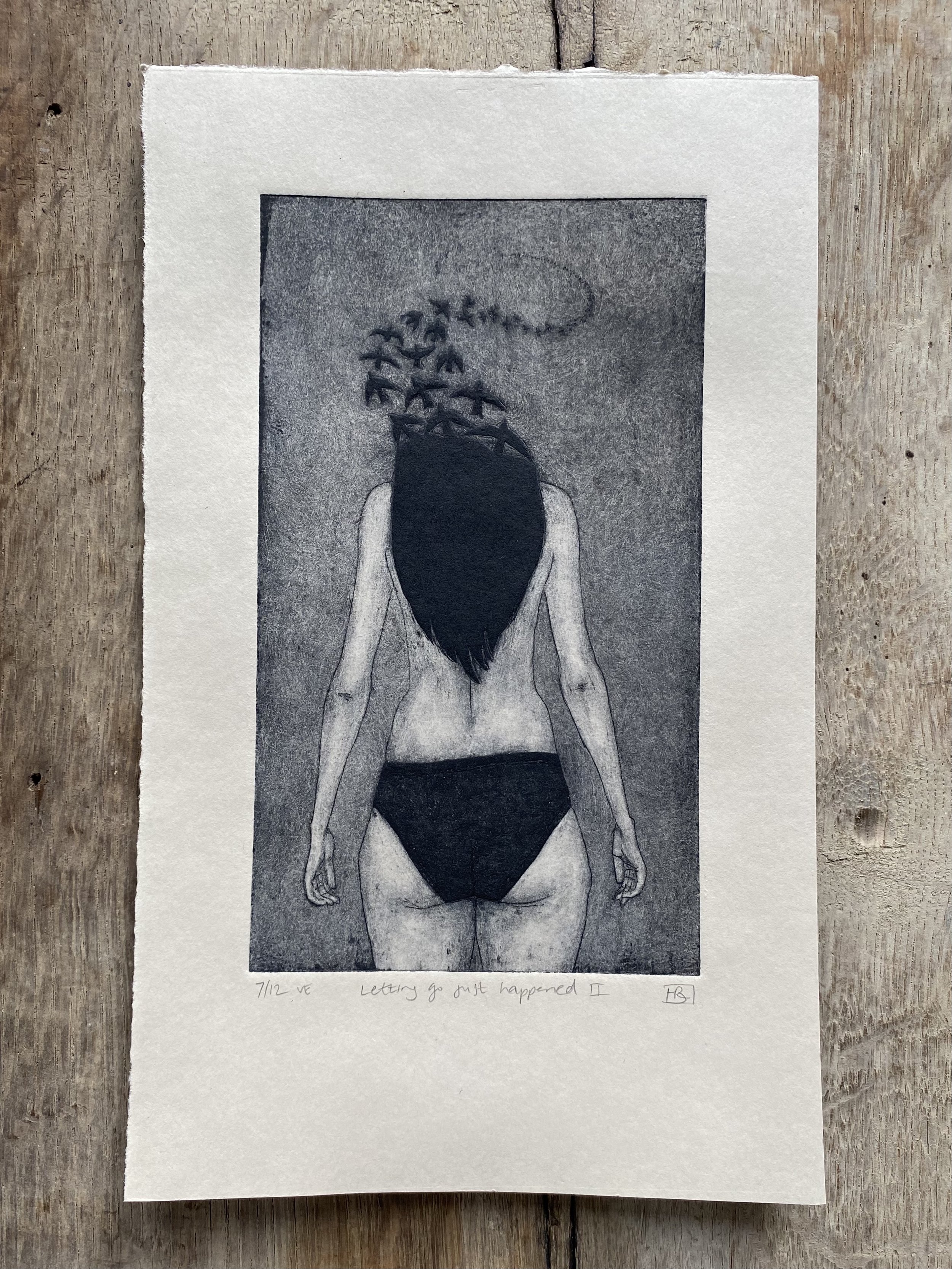 Woman becoming birds art print