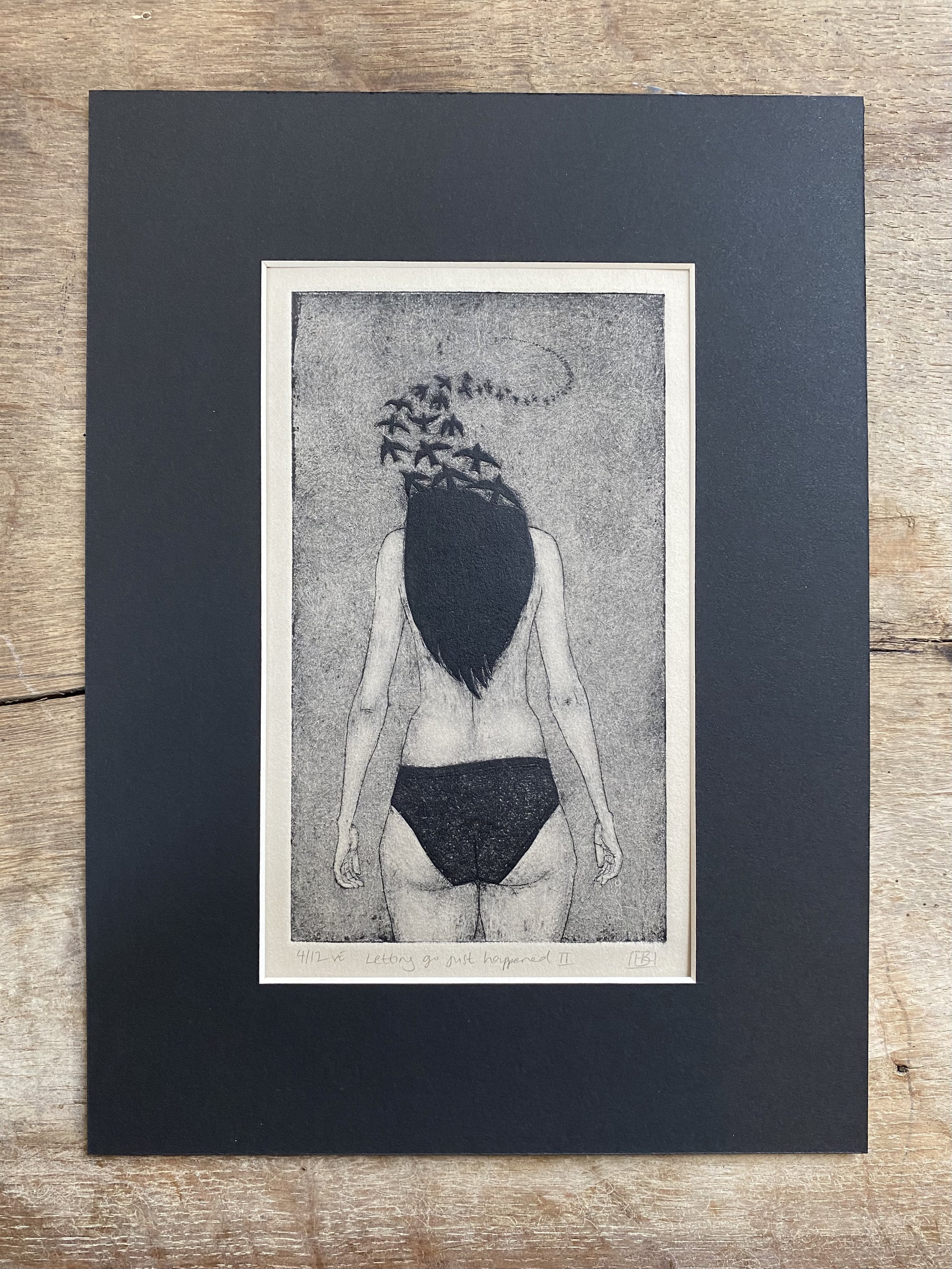 Woman becoming birds art print