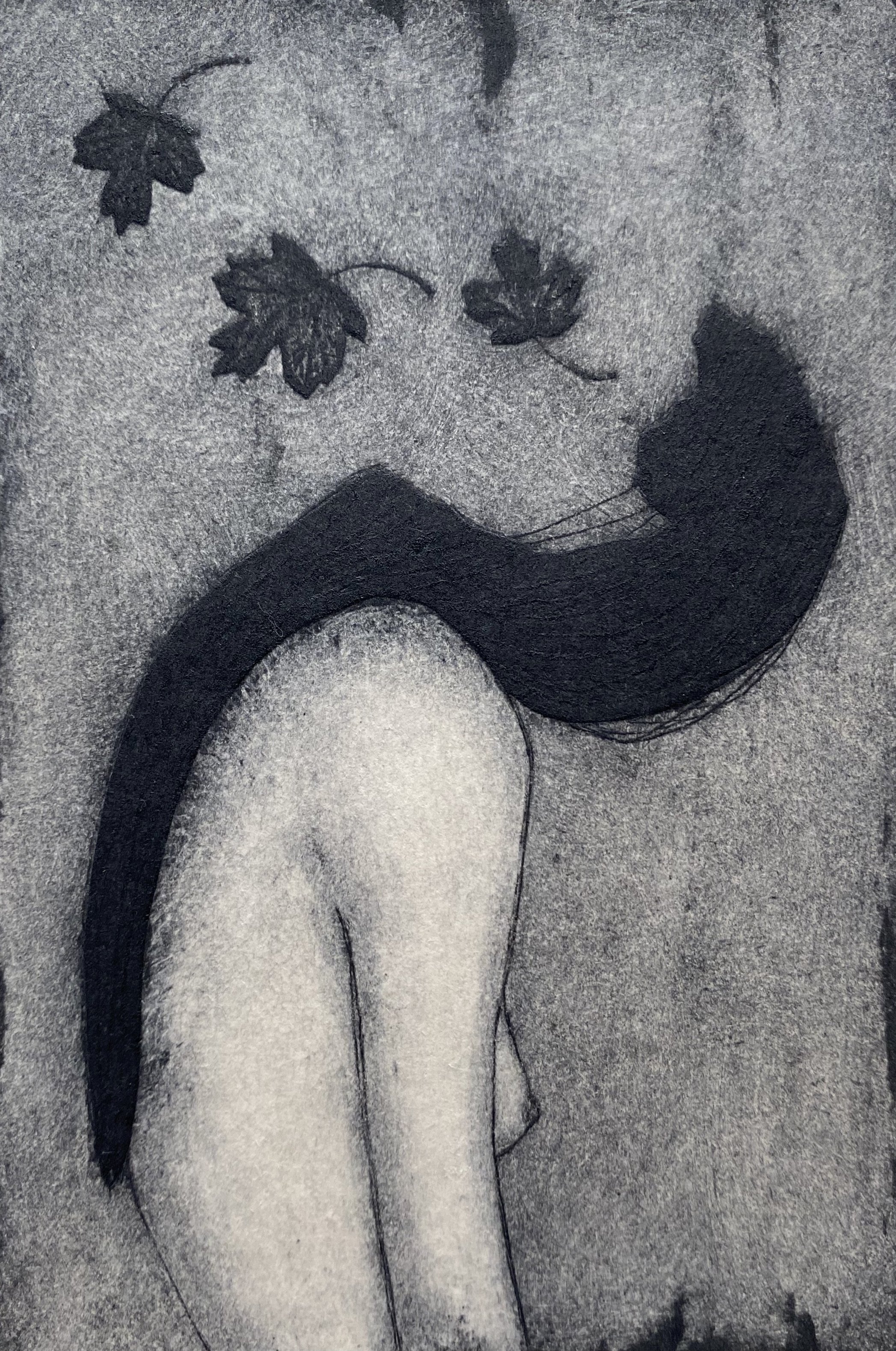 Profile of a woman shedding leaves art print