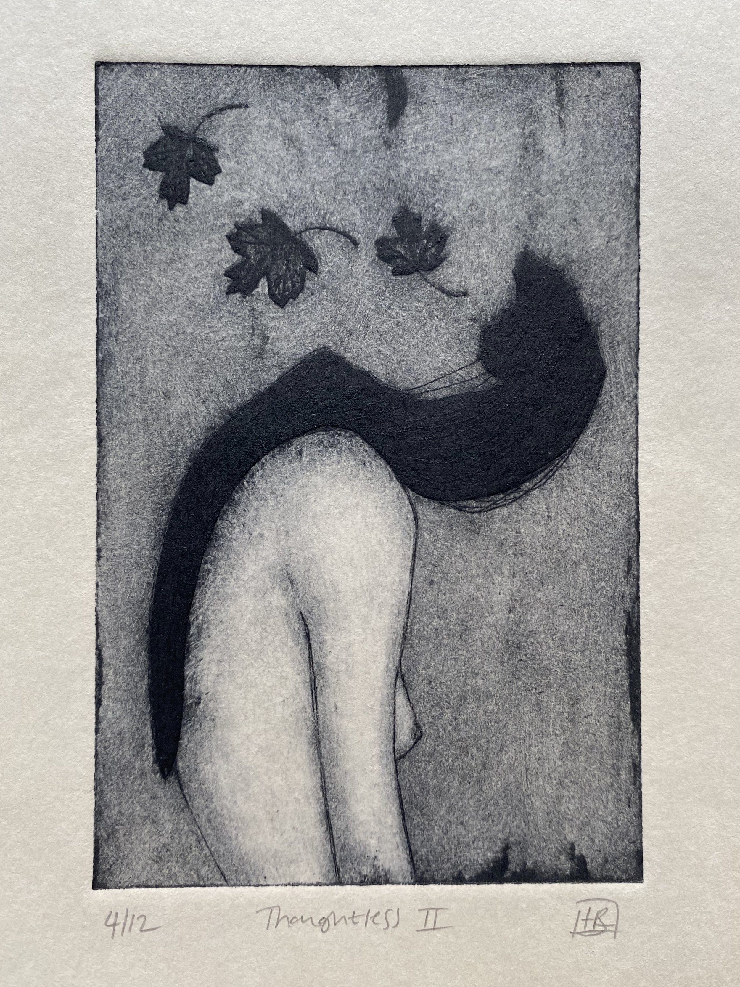 Profile of a woman shedding leaves art print