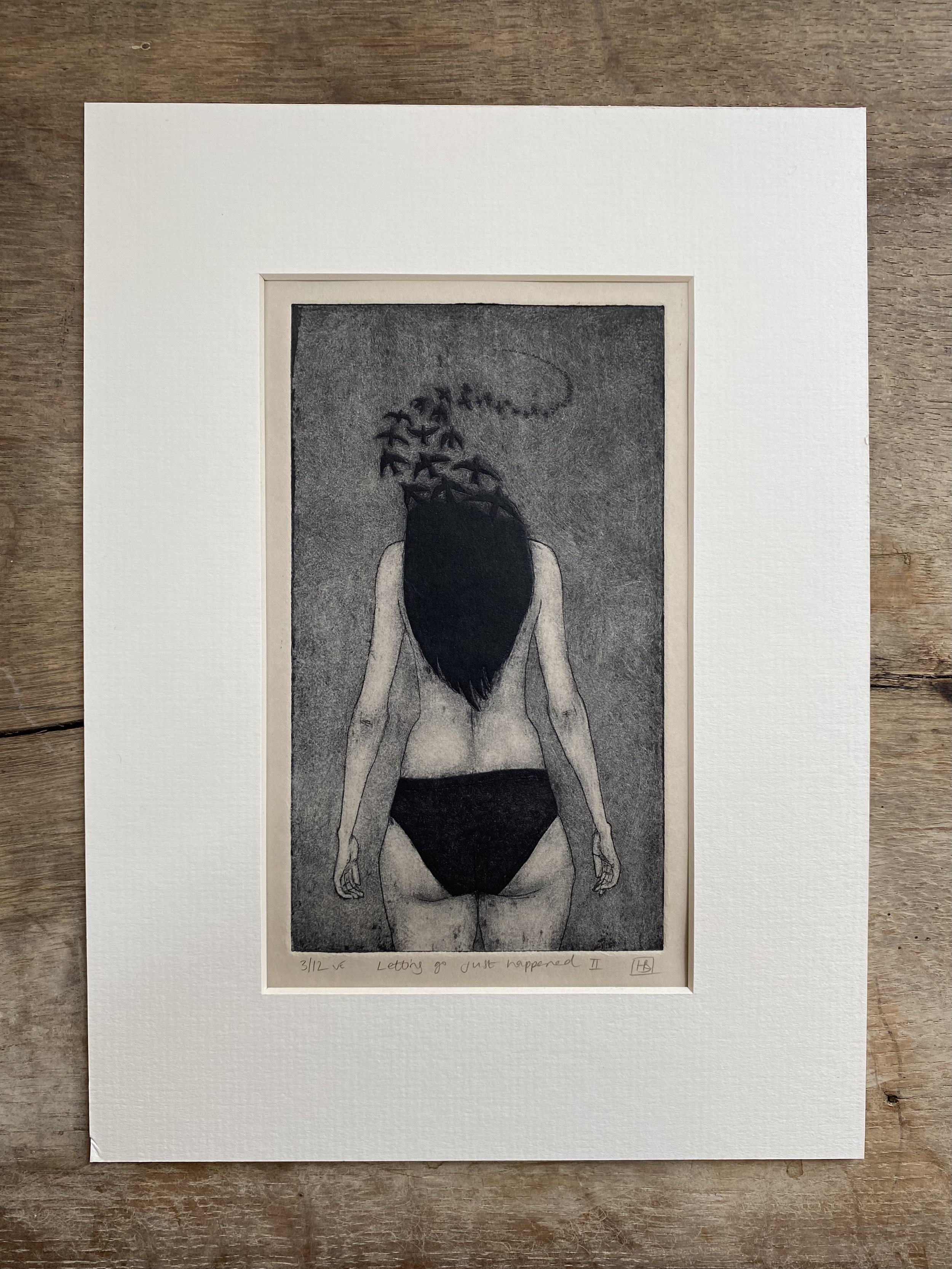 Woman becoming birds art print
