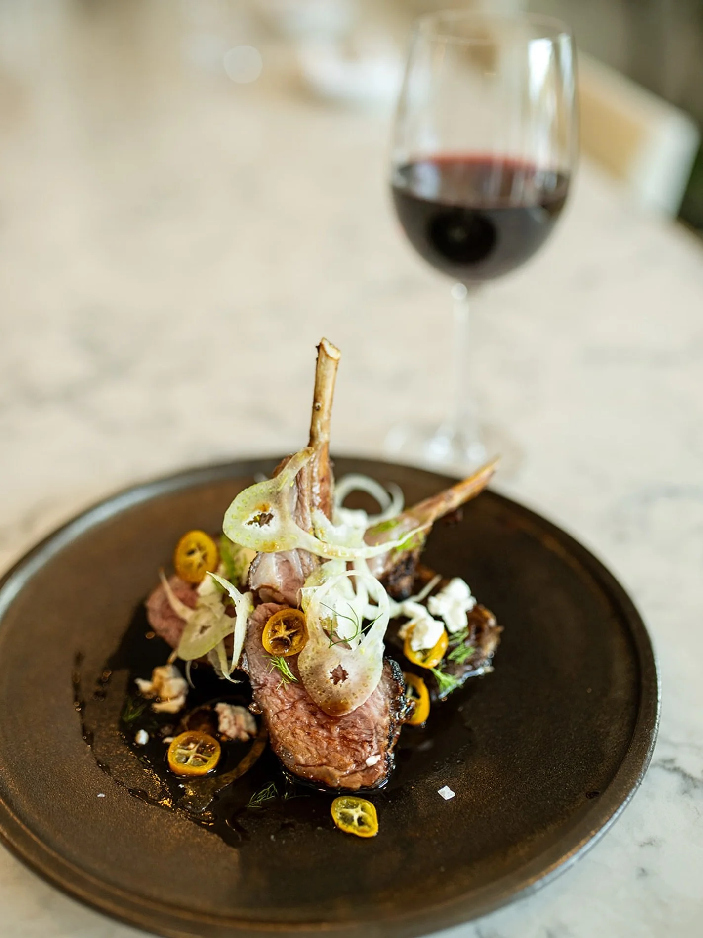 Lamb Chop
braised shoulder, kumquats, ricotta salata, fennel, chili
#lucastonybrook