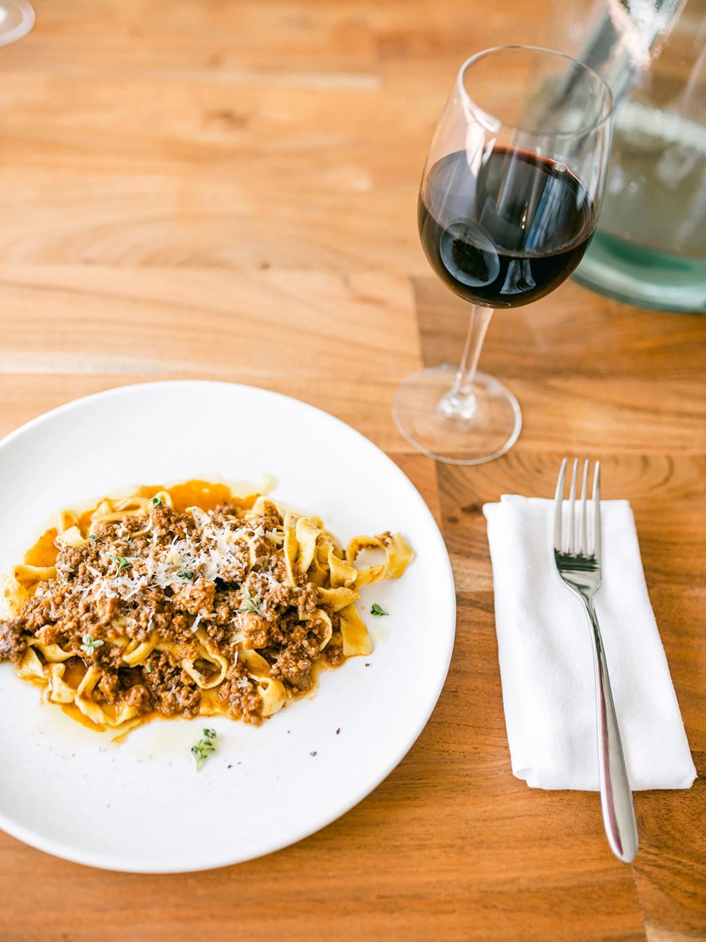 House-made Tagliatelle Bolognese.

Rich beef and pork, delicate pancetta, and a snowfall of parmesan ✨

#lucastonybrook
