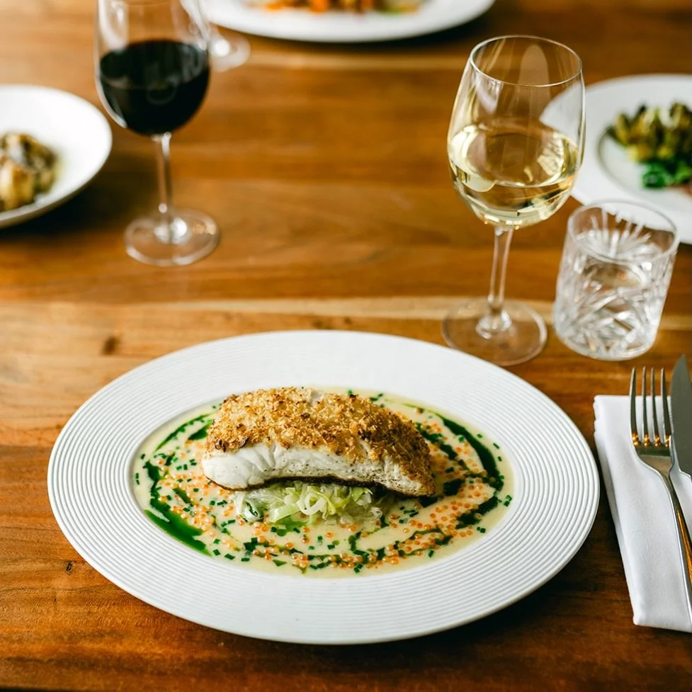 Golden Potato-Crusted Halibut 

Crisp golden potatoes give way to tender, flaky halibut&mdash;paired with buttered leeks and a luxurious caviar cream.

A perfect dish for those observing Lent.

#lucastonybrook ✨