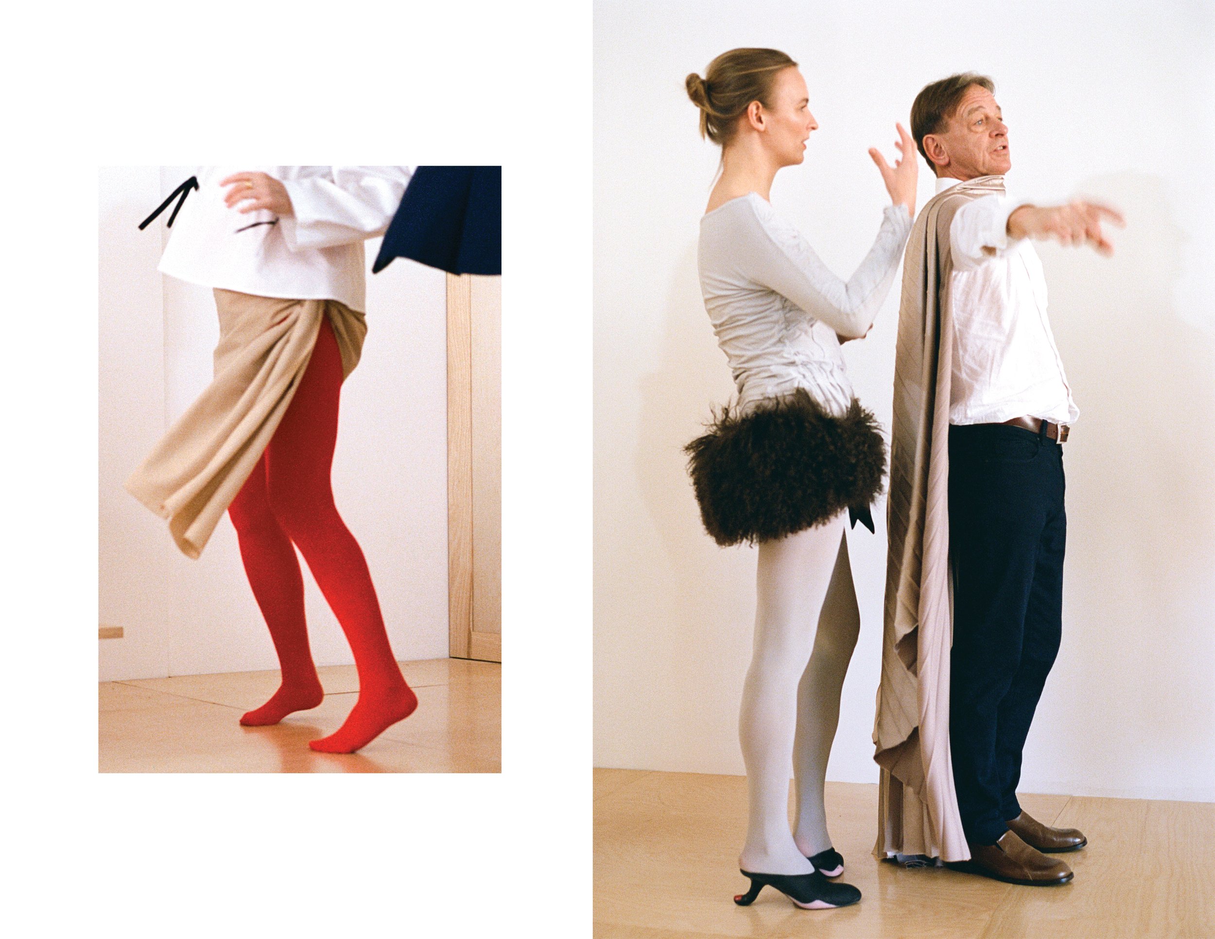   left  top RENAISSANCE RENAISSANCE tights WOLFORD   right  top, skirt LINDA SCHRANER tights WOLFORD shoes RUI cape MANS CONCEPT 