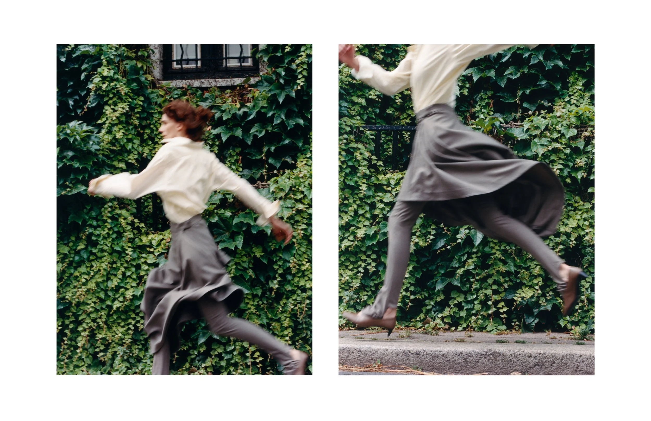  shirt VINTAGE LANVIN from FORÊT VIERGE skirt and pants ALAINPAUL shoes PIERRE HARDY 