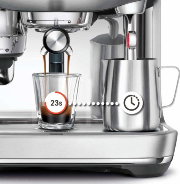 image of espresso extraction with shot time displayed