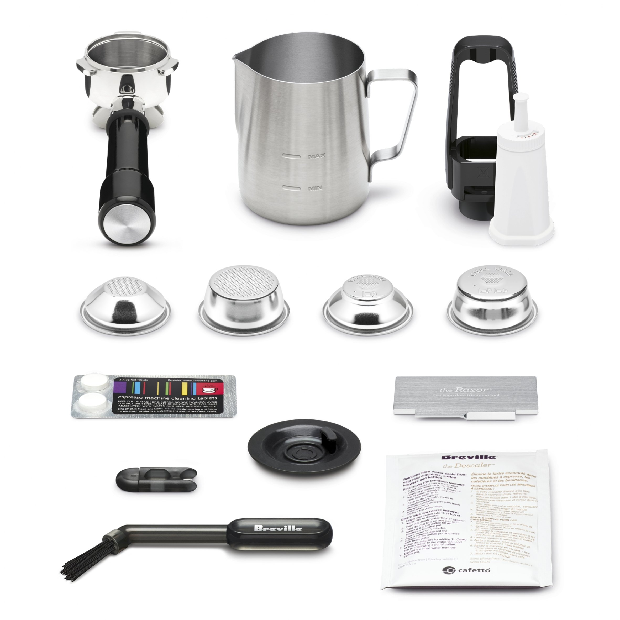 image of accessories included with this espresso machine