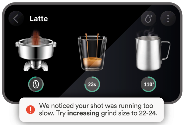 image of dial in assistance for espresso shot
