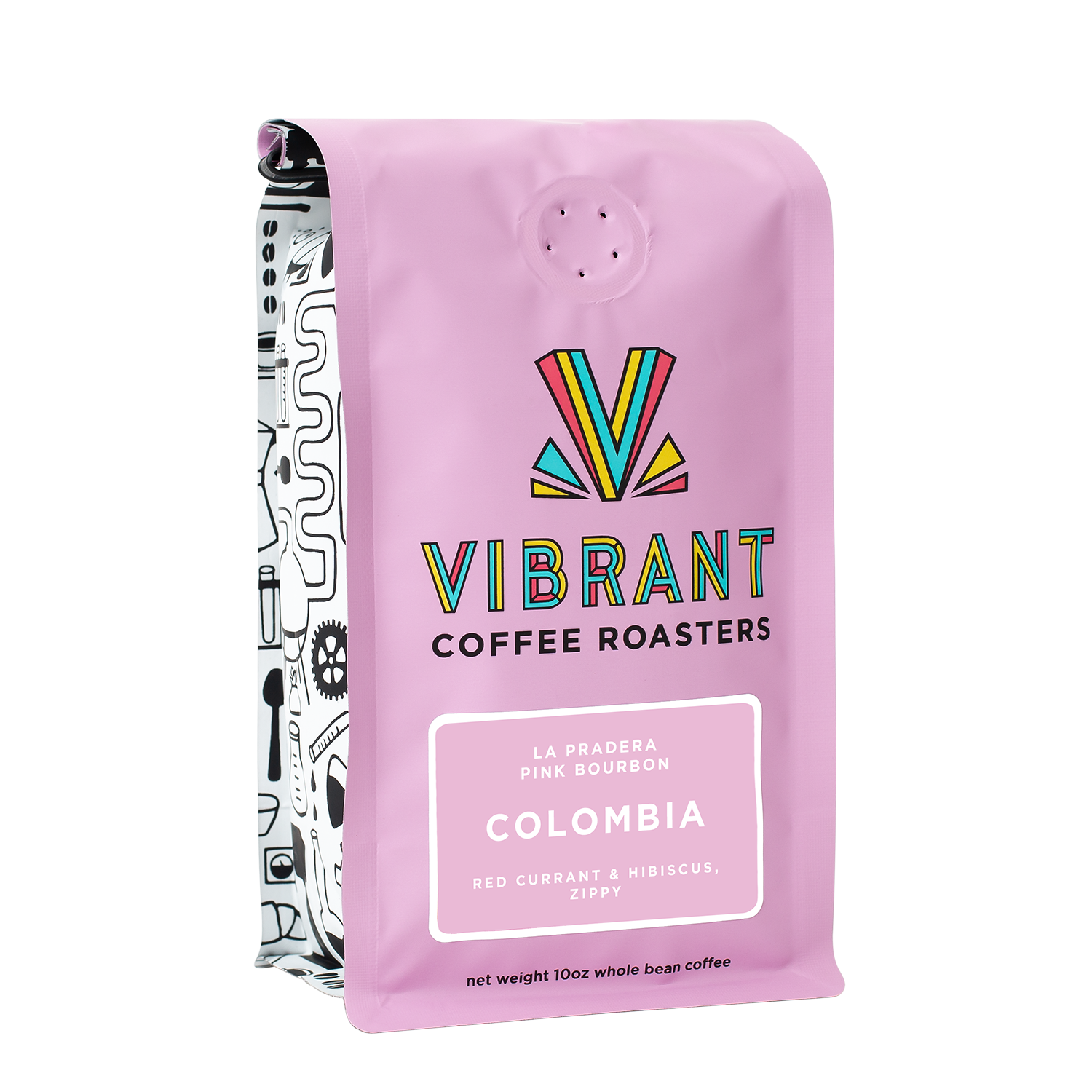 image of pink coffee bag with pink label