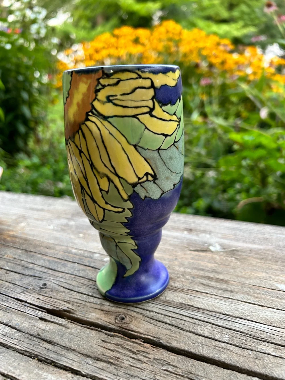 Sunflower Stemmed Wine Glass  ART BY MELISSA