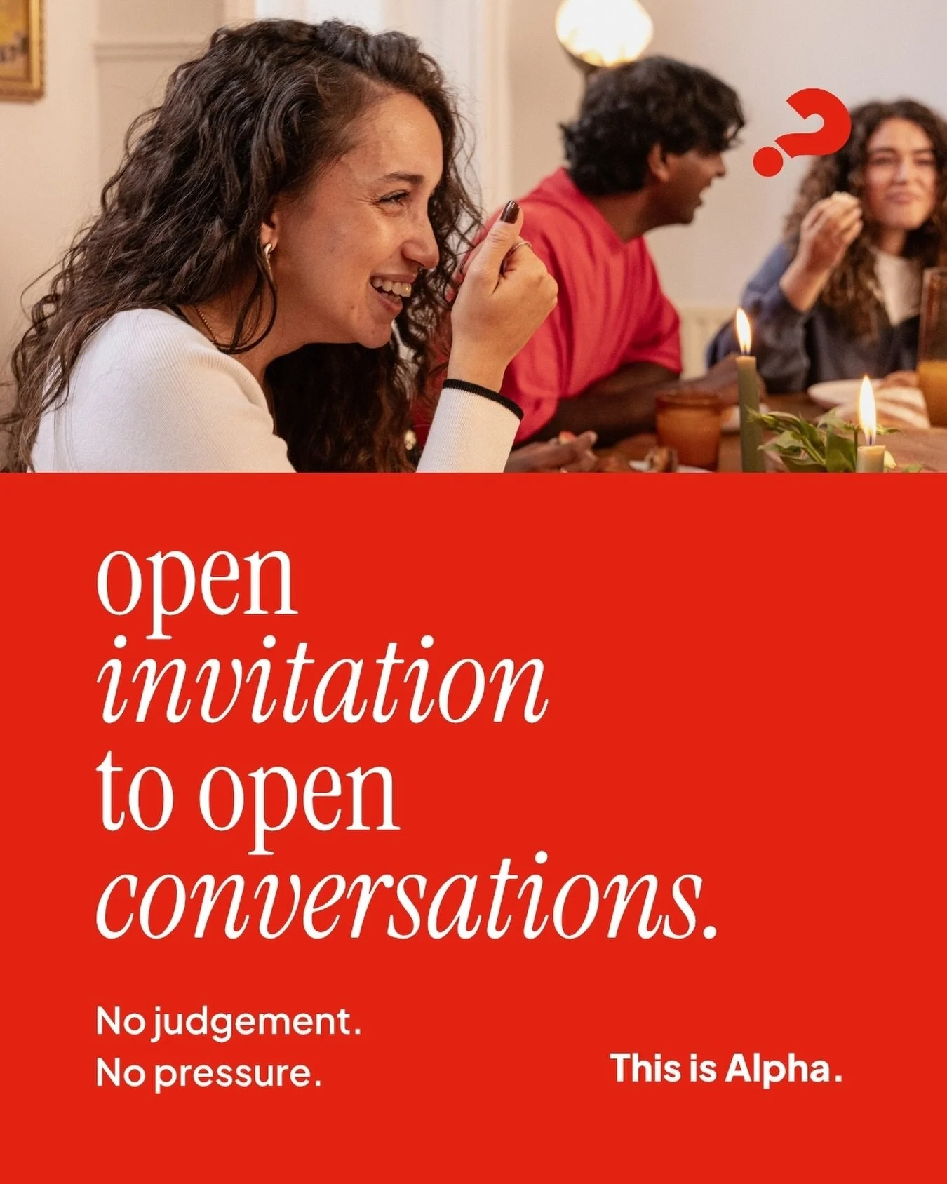 Curious about faith? Questioning it? Coming back to it?

There&rsquo;s a place for you at Alpha.

Starting this September at Sonoma Collective, we&rsquo;ll gather around the table for food, a short talk, and honest conversation about life&rsquo;s big