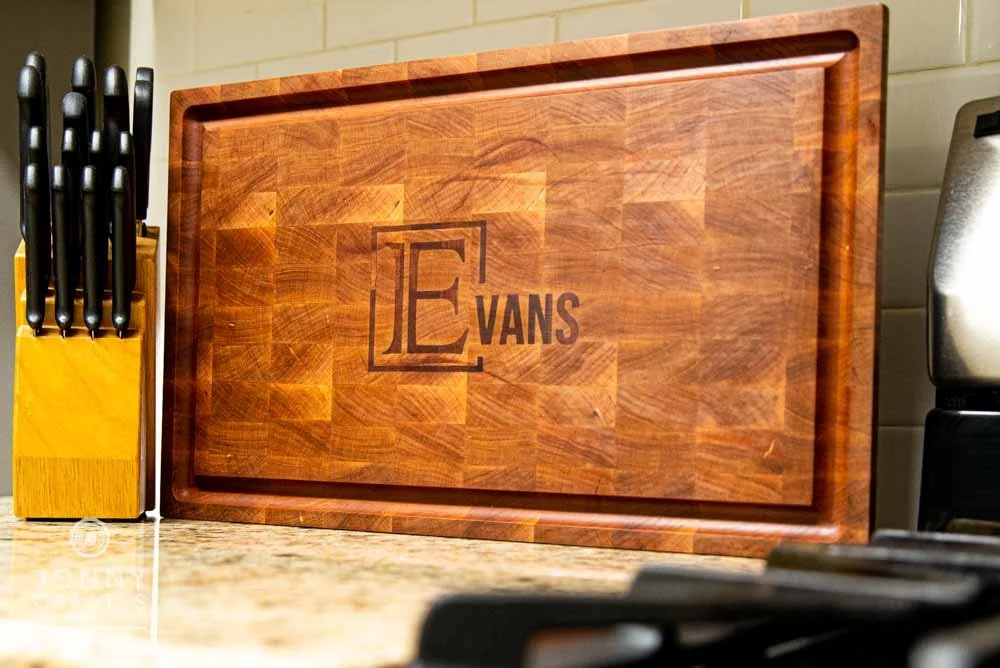 Handcrafted End-Grain Cutting Board w/ Name Inlay
