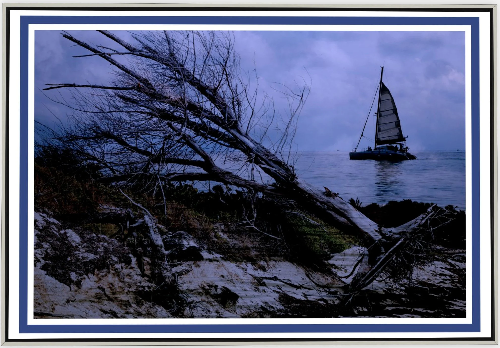 #631 "Peace After Storms" ©2025 RG Vargo PhotoMontage Art.  51.5" x 35.5" signed Silver framed canvas print.