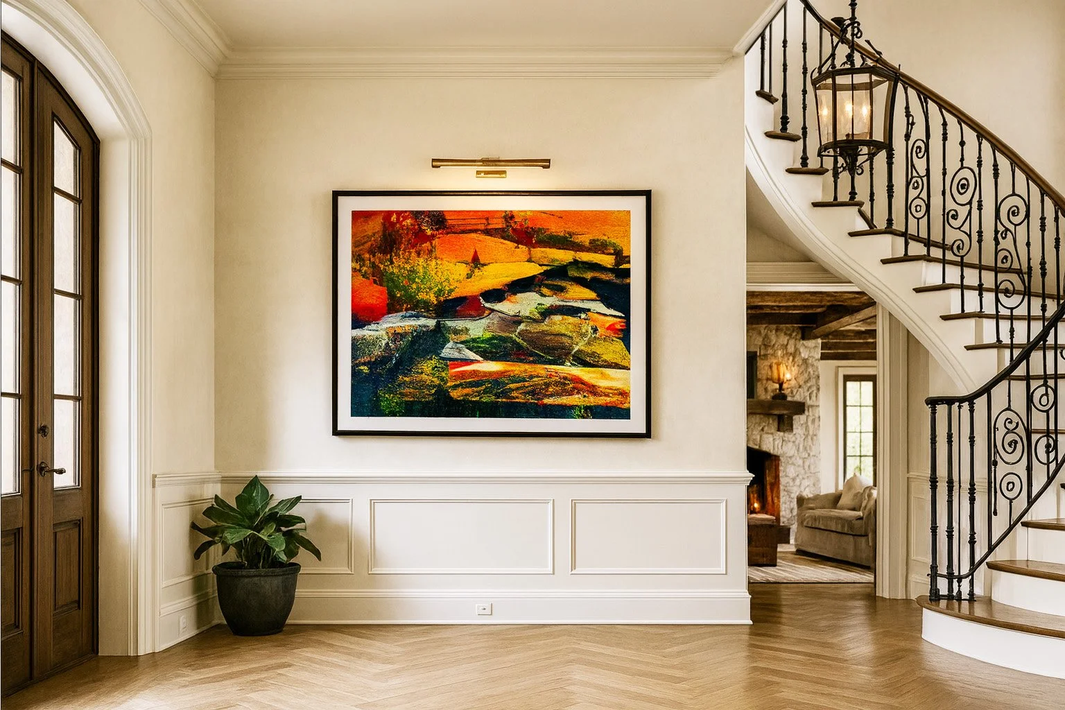 Please note, this scene has been AI created for example purposes only. Size and composition of the PhotoMontage may vary from the product being sold.