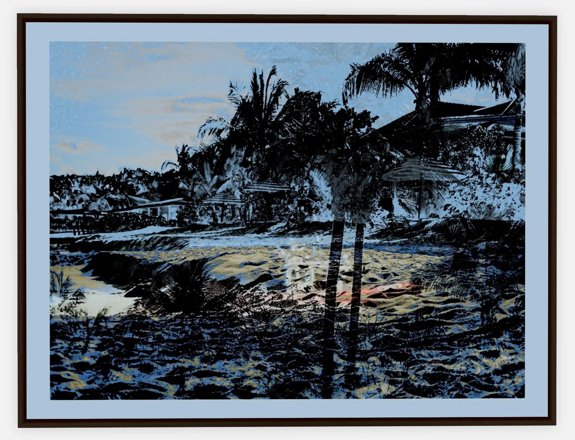                             #195 "Blue Hawaii" 
©2025 RG Vargo PhotoMontage Art. 45" x 34" signed Espresso Wood framed canvas print. 
                                   $850
